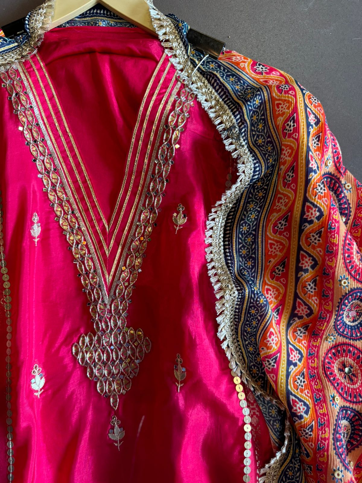 Pure mulberry silk Unstitched Shirt with designer Concept