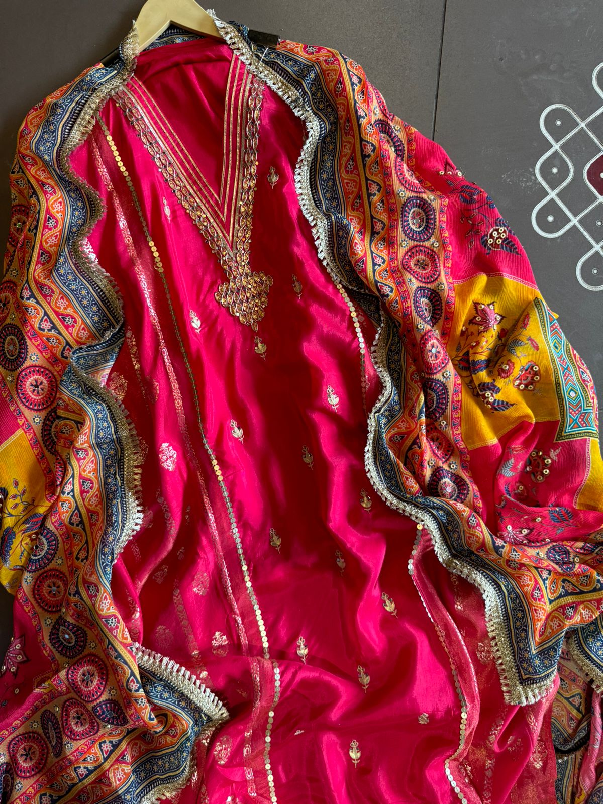 Pure mulberry silk Unstitched Shirt with designer Concept