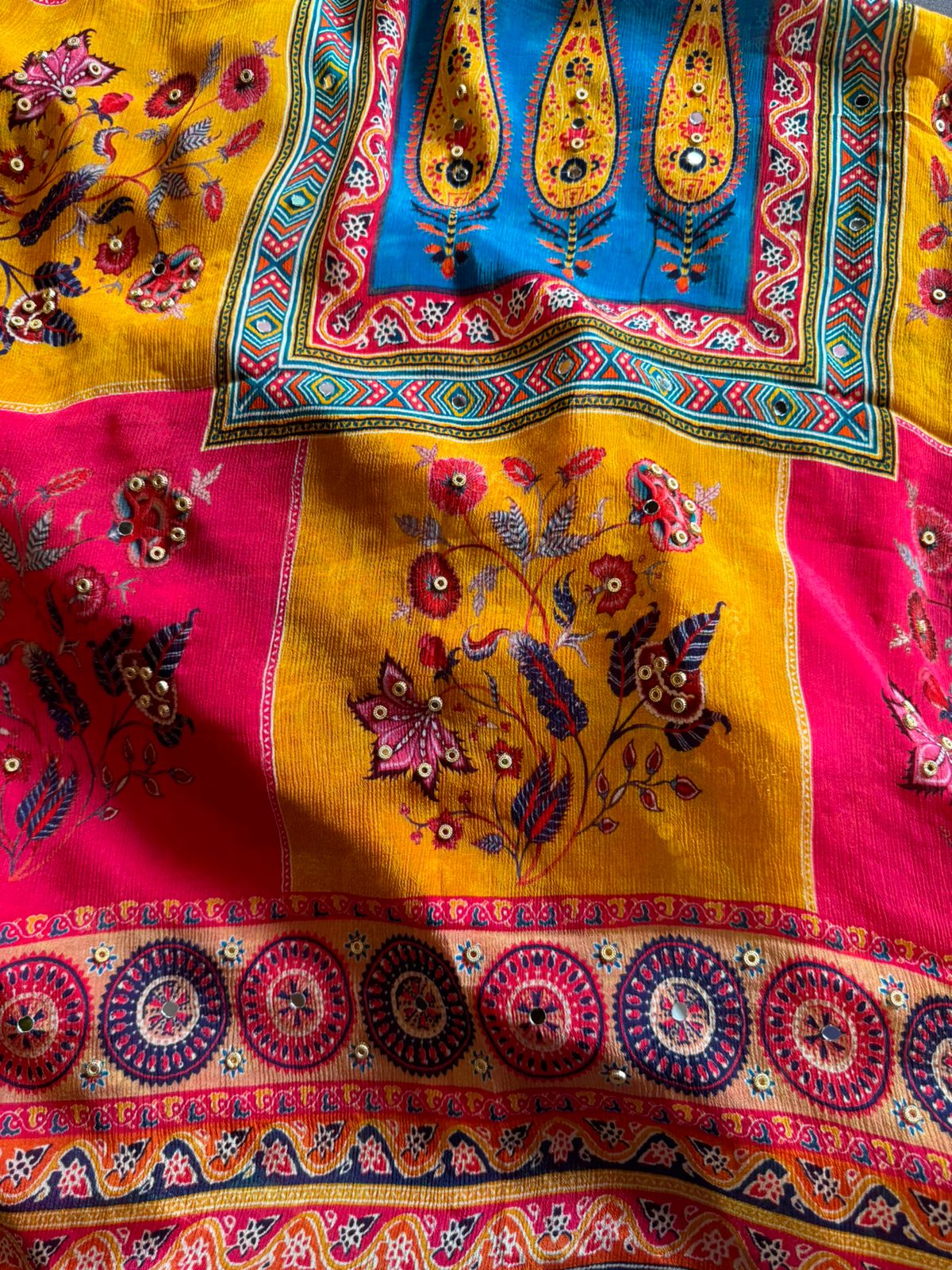 Pure mulberry silk Unstitched Shirt with designer Concept