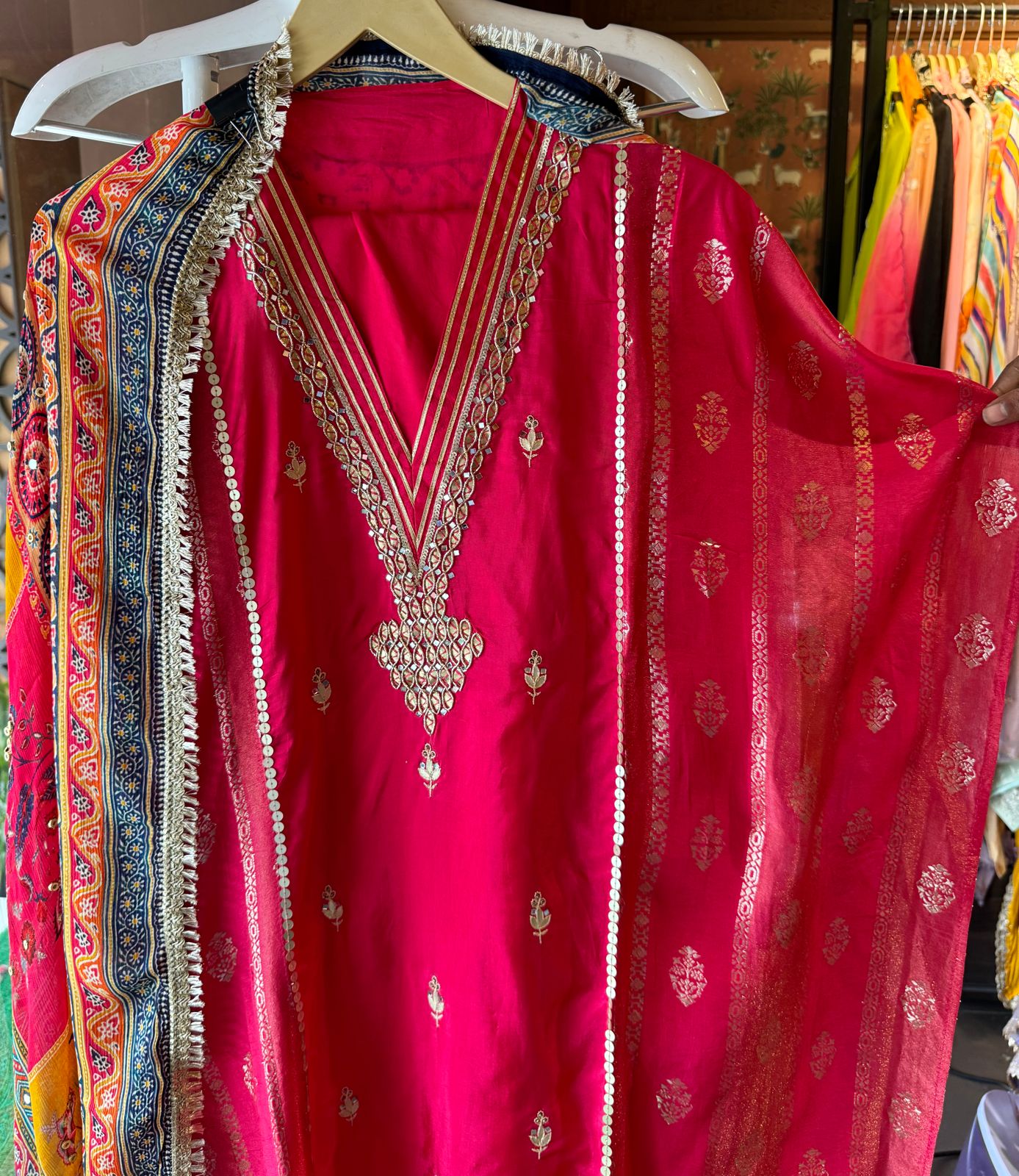 Pure mulberry silk Unstitched Shirt with designer Concept