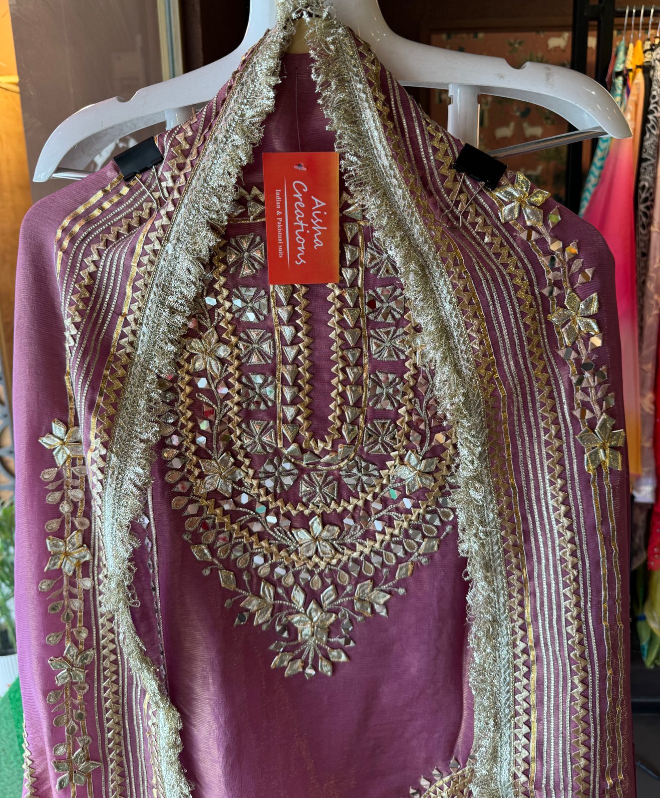 Soft shimmer tissue Unstitched Full Size shirt with heavily embroidered gotta