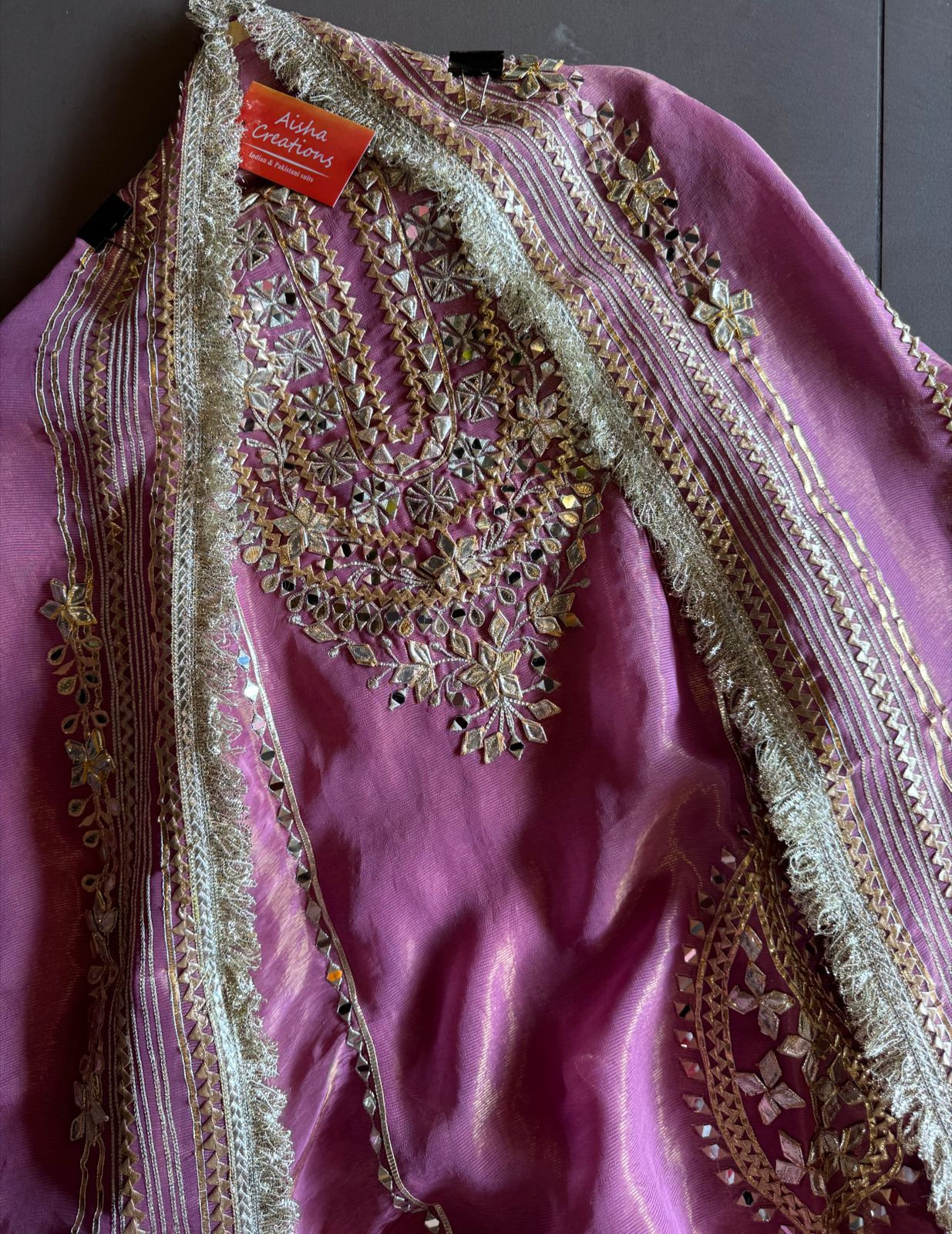 Soft shimmer tissue Unstitched Full Size shirt with heavily embroidered gotta