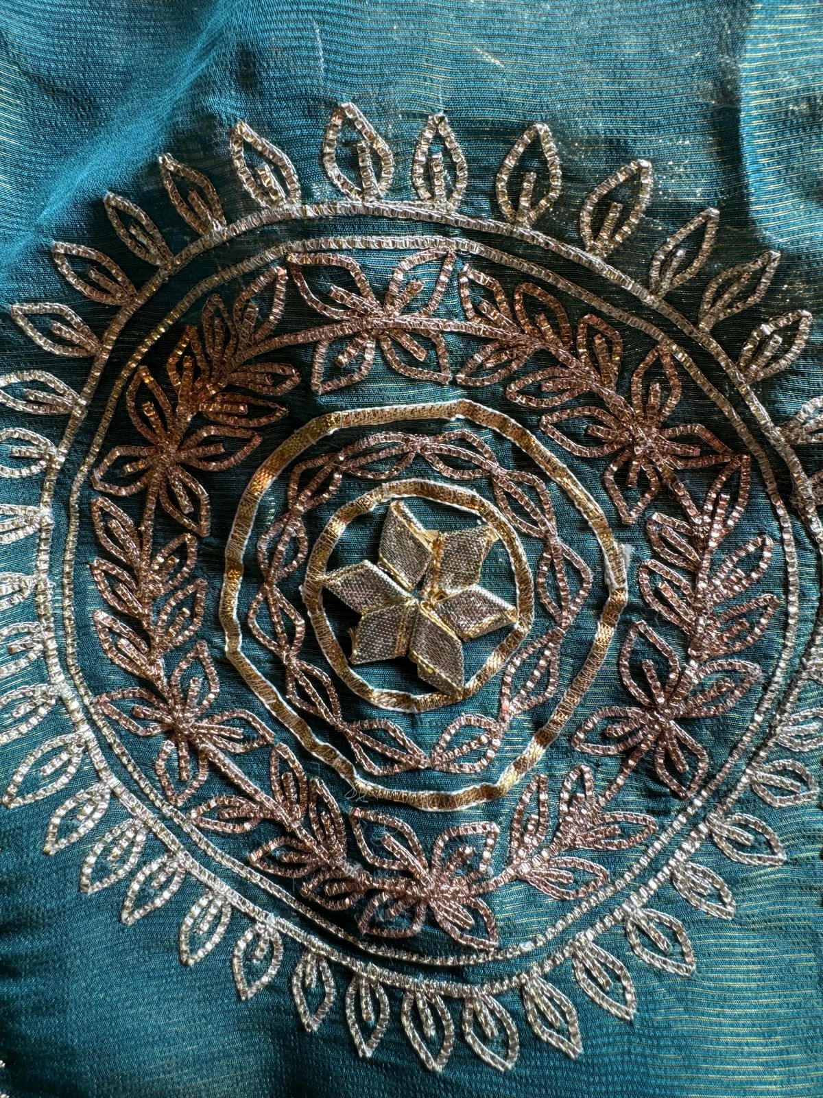 Soft shimmer tissue Unstitched Full Size shirt with heavily embroidered gotta