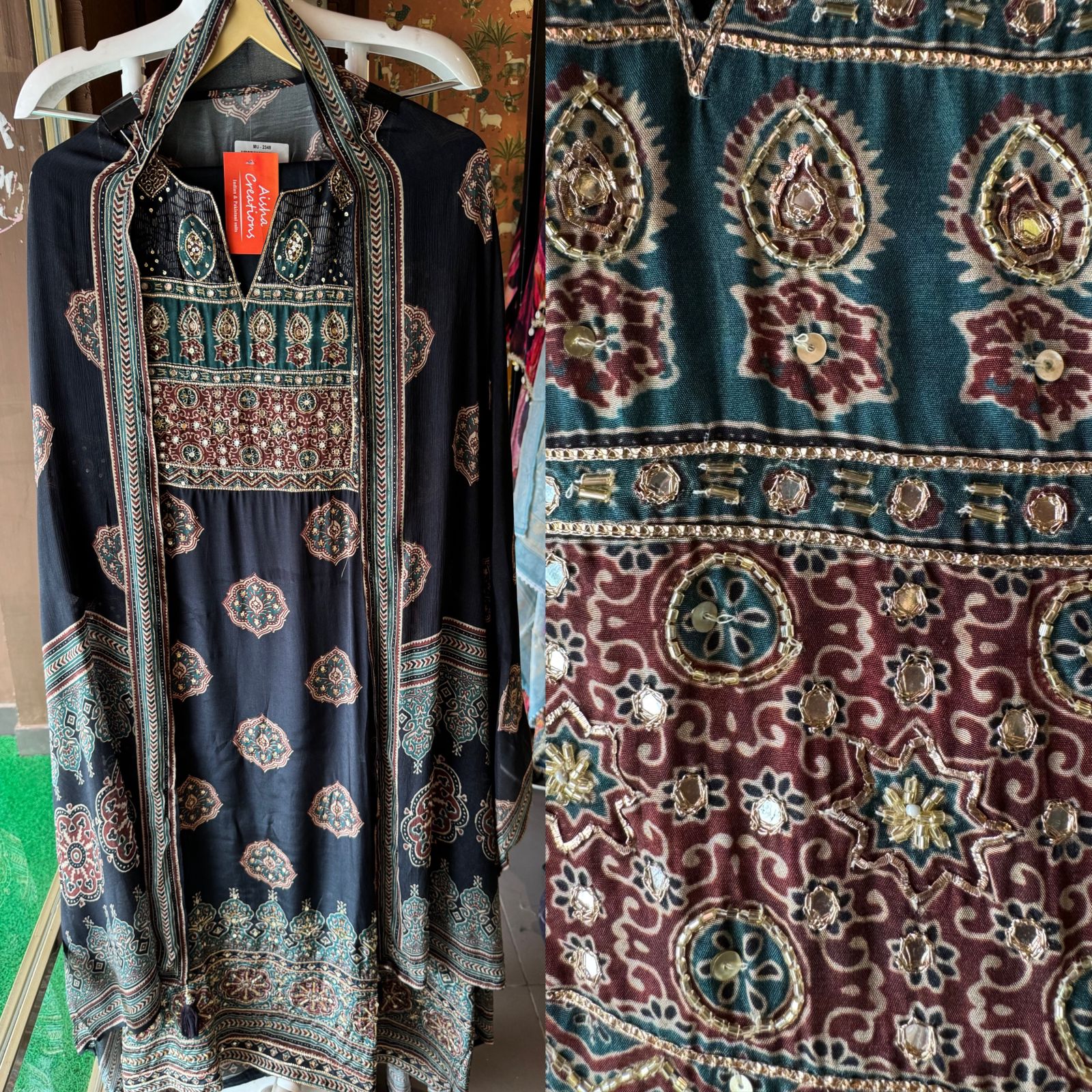 Digital block printed pure crepe shirt , Very soft and flowy fabric ,