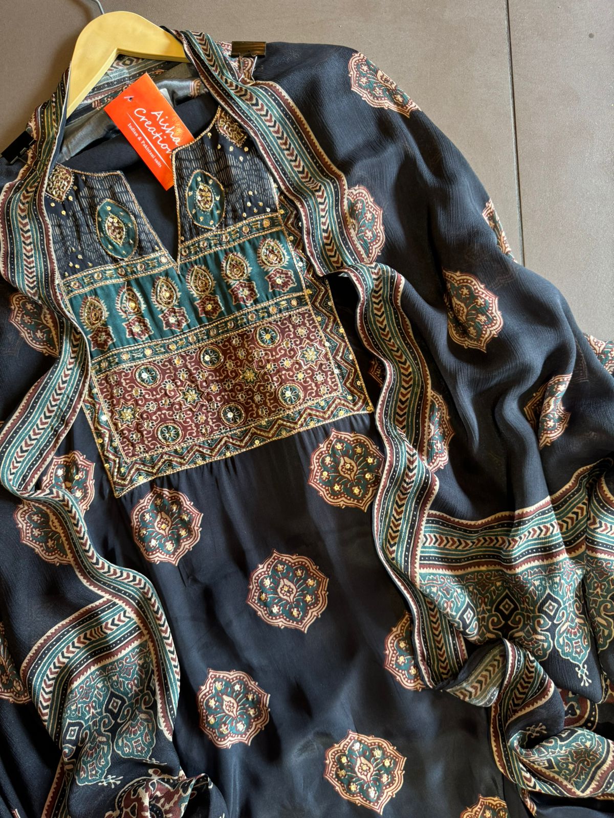 Digital block printed pure crepe shirt , Very soft and flowy fabric ,