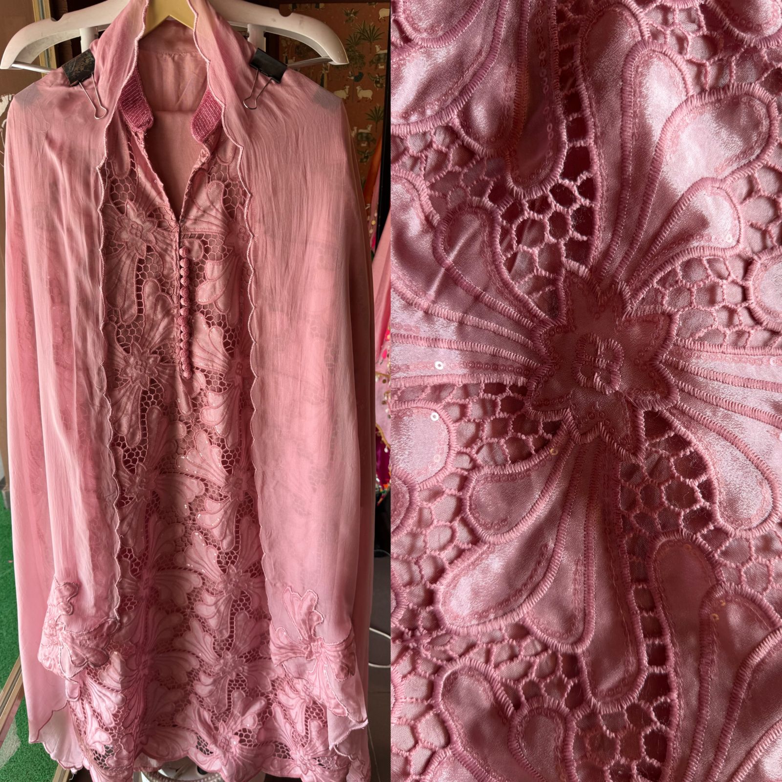 Crochia Cotton Floral Cutwork shirt with Linning