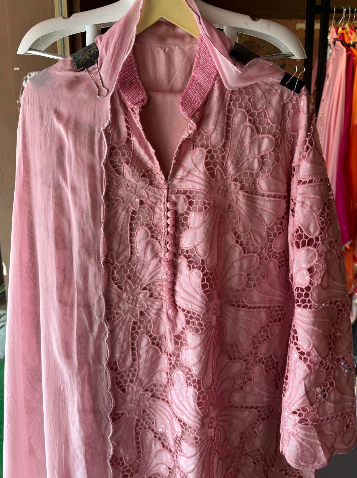 Crochia Cotton Floral Cutwork shirt with Linning