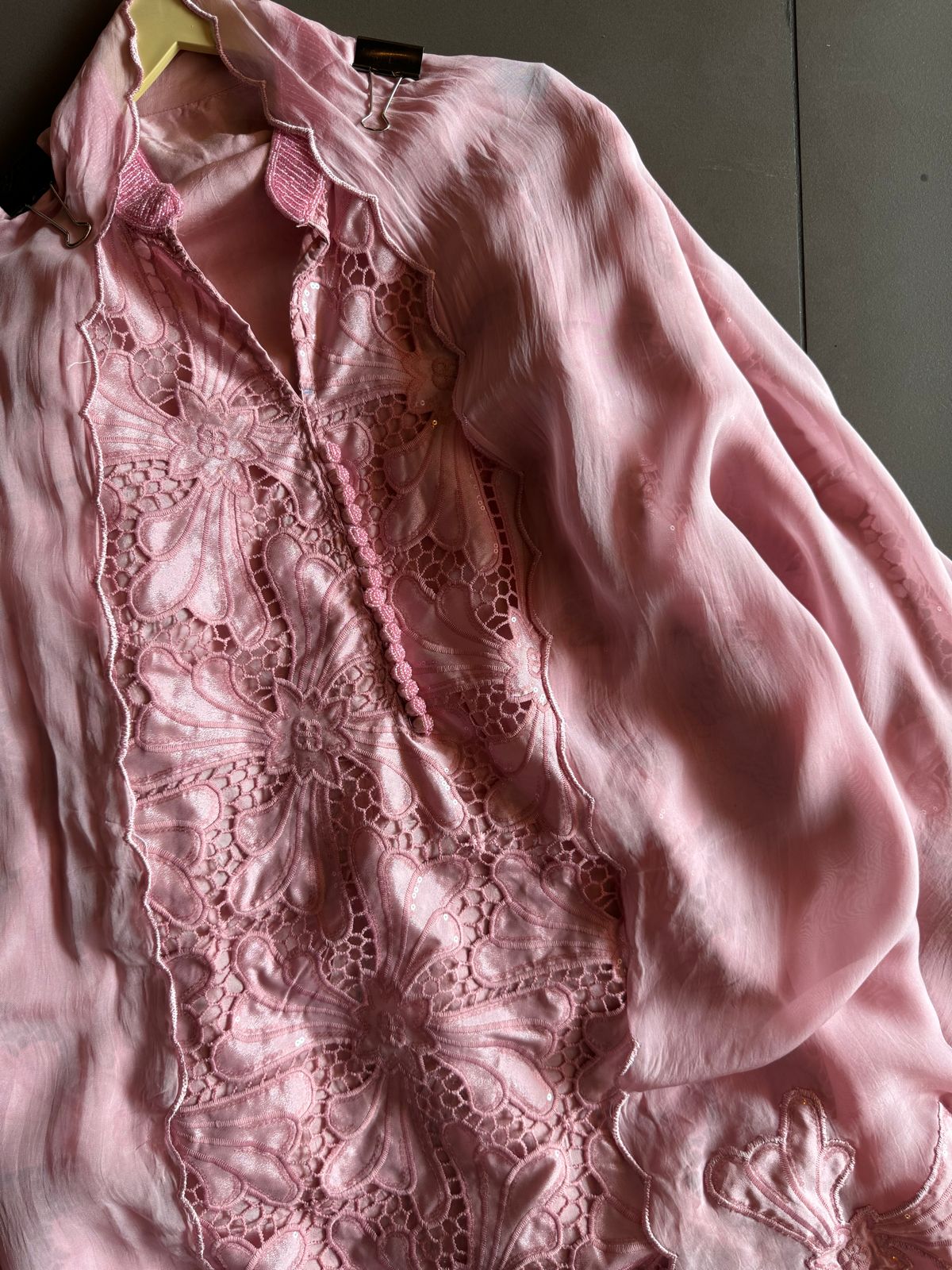 Crochia Cotton Floral Cutwork shirt with Linning