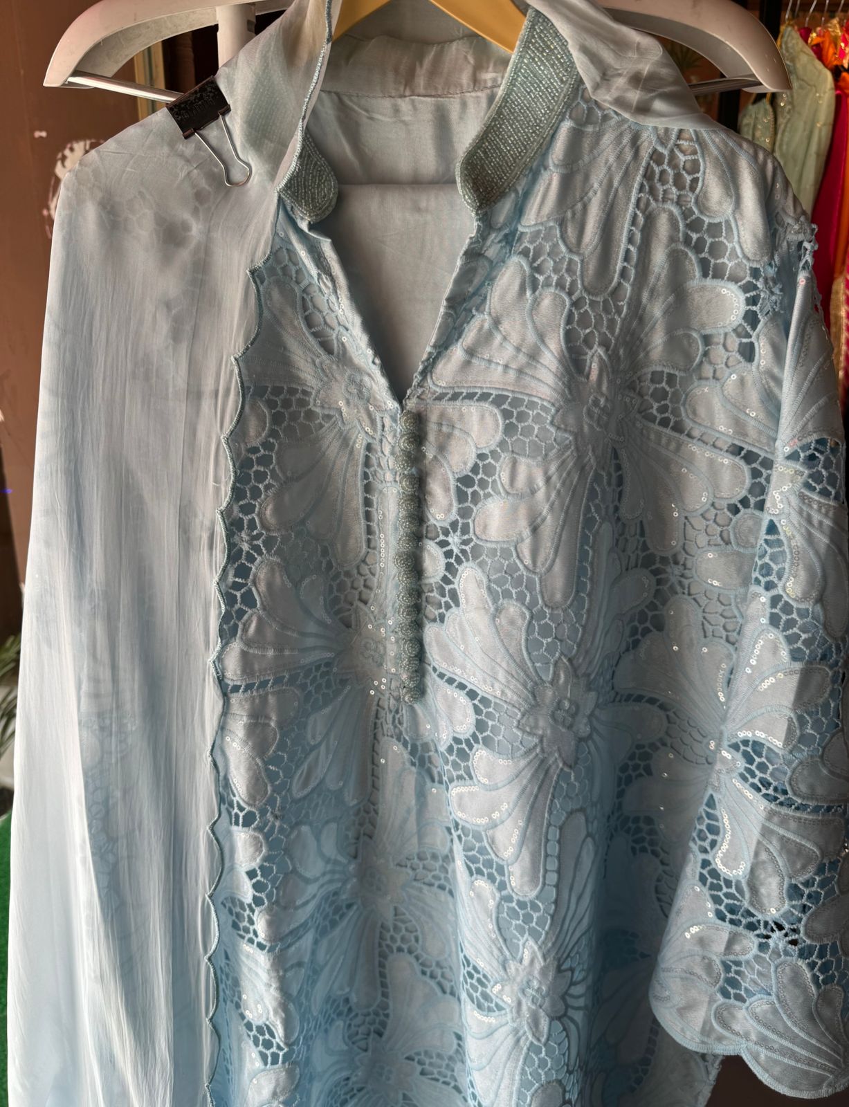 Crochia Cotton Floral Cutwork shirt with Linning