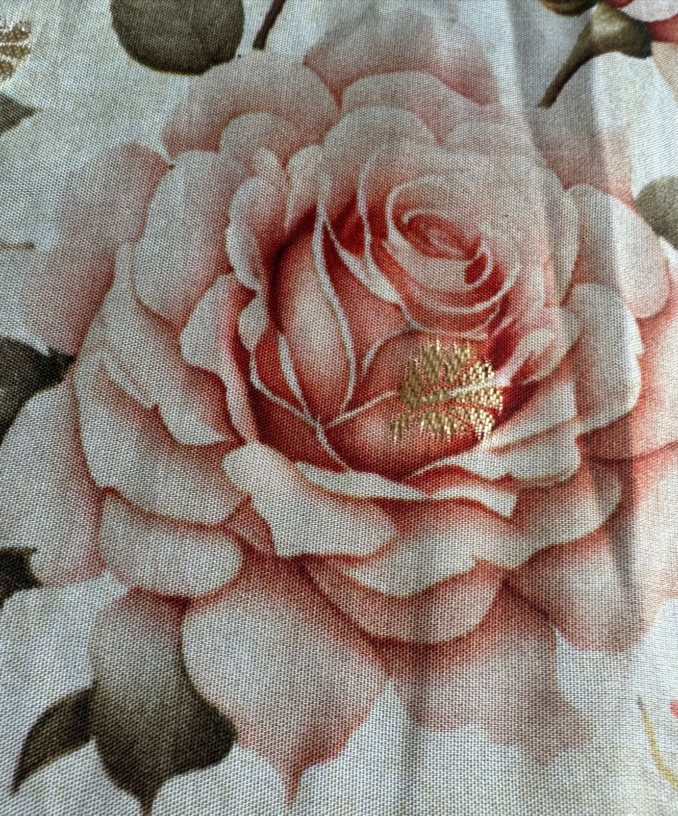 Digital printed organza shirt Very soft and flowy shirt fabric with light zari highlights on the shirt front