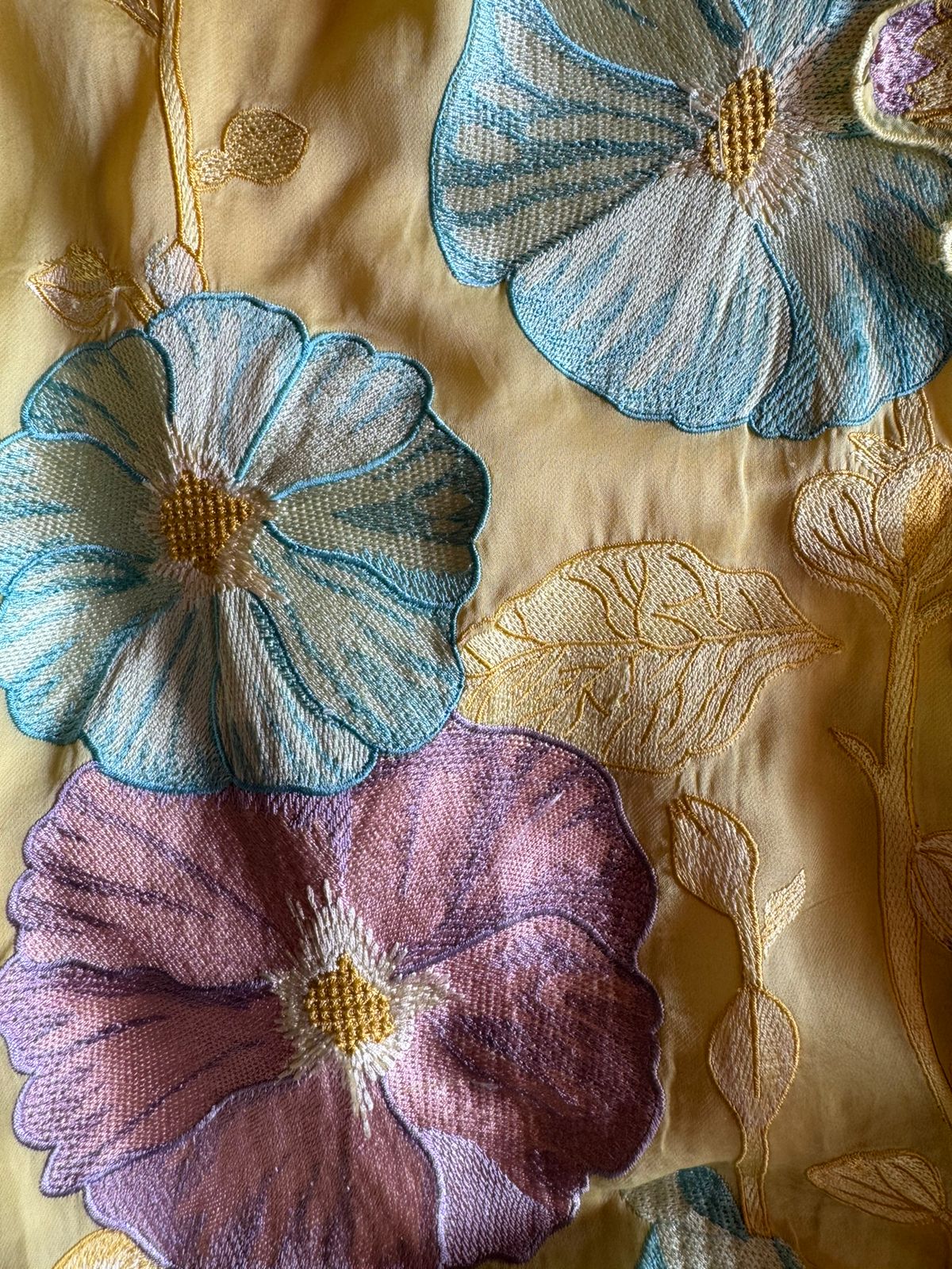 Soft organza silk Shirt (Unstitched) Shirt with thread embroidery done