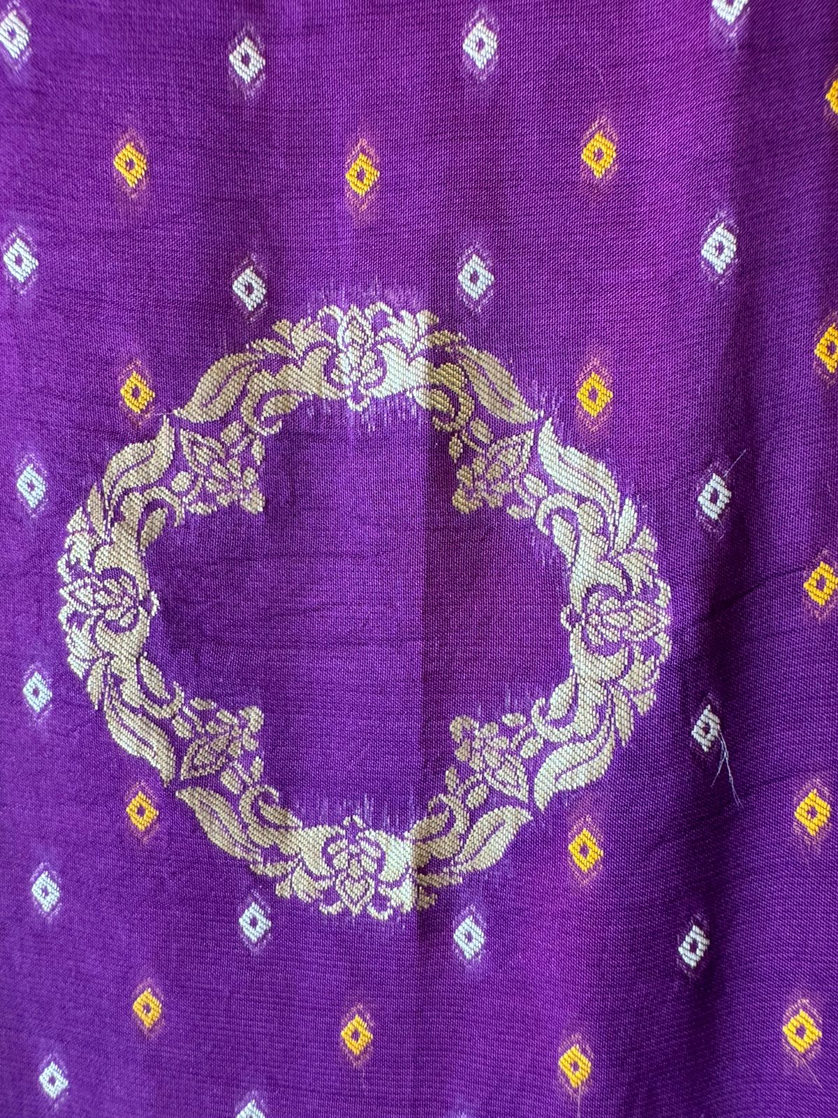 Pure Russian silk unstitched shirt with beautiful Dabka embroidery on the neckline (Like a necklace)