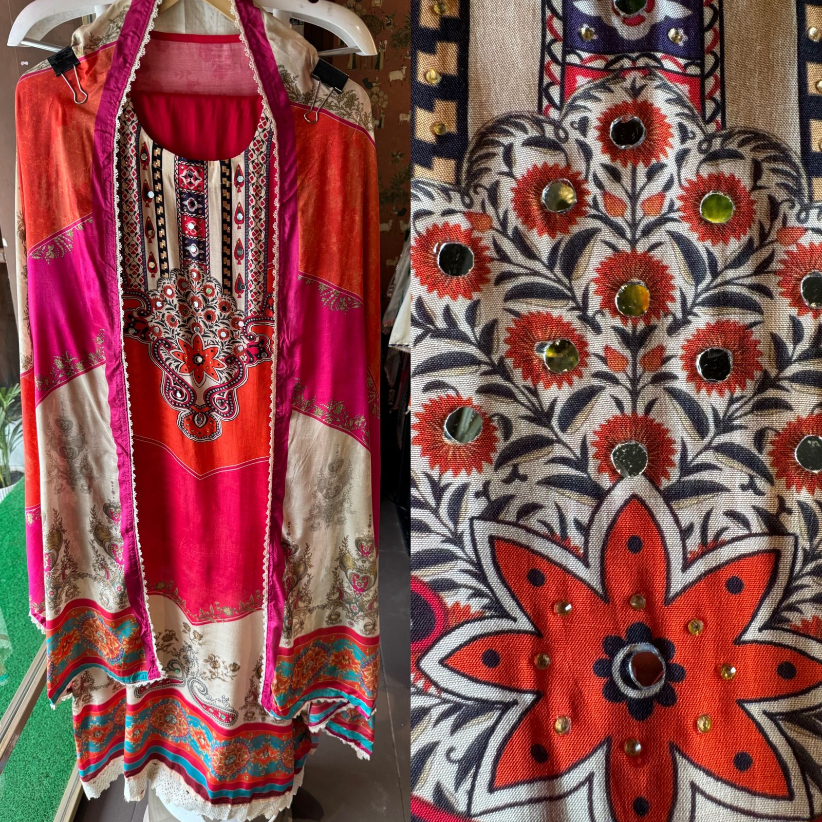 Pure muslin Digital Printed Shirt front and back (Semi stitched)