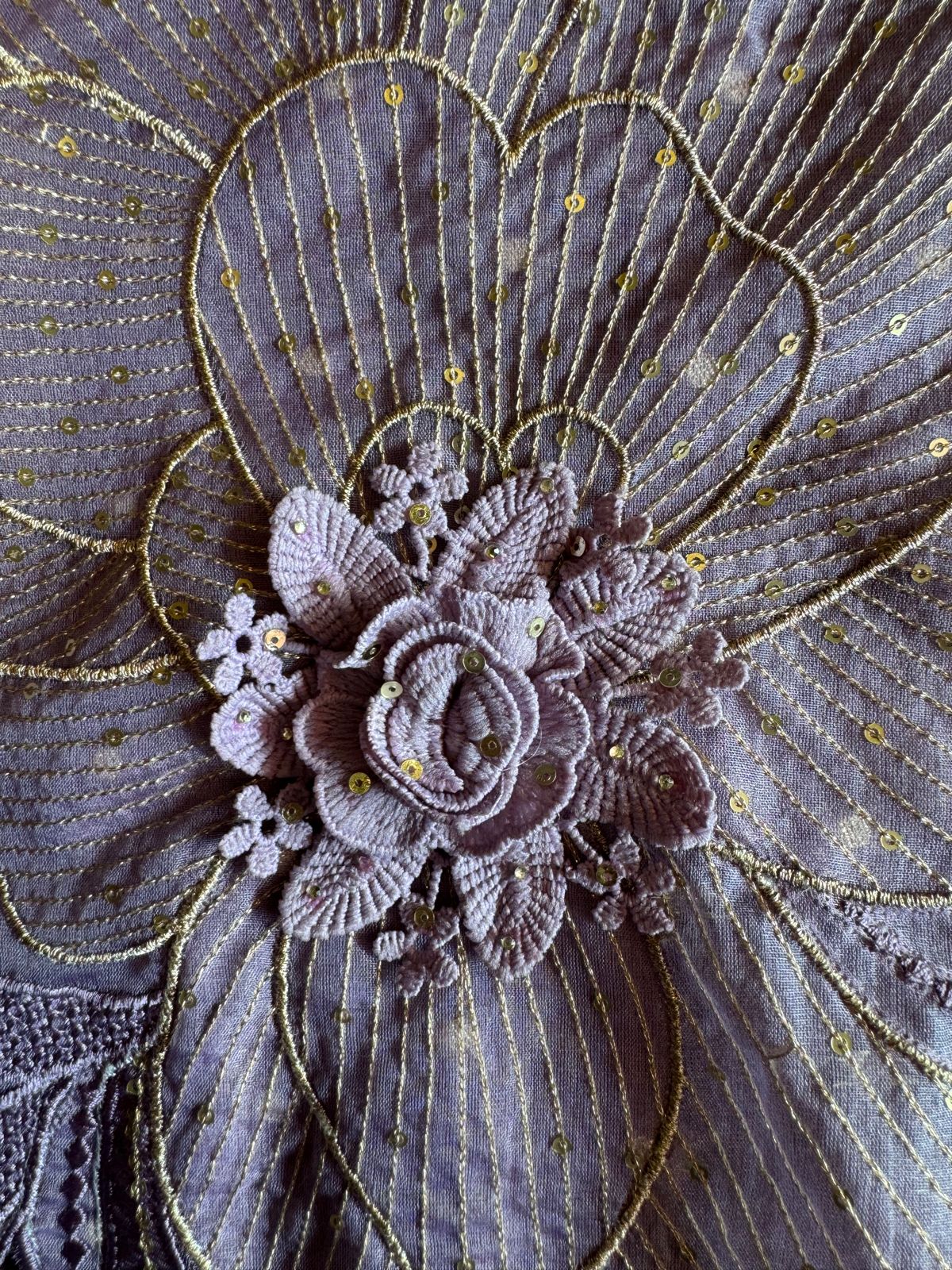 Soft shimmer tissue Unstitched Full size shirt with zari booties overall with a Neck Patti and latkan attached