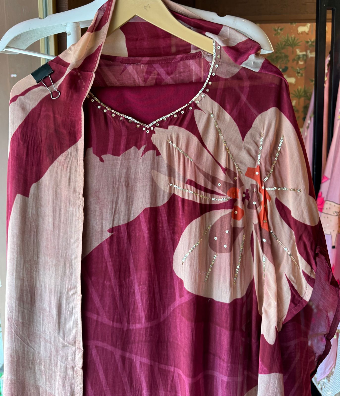 Shop our new Digital printed suit semi stitched with Beautiful Flowery print (With sequence detailings)