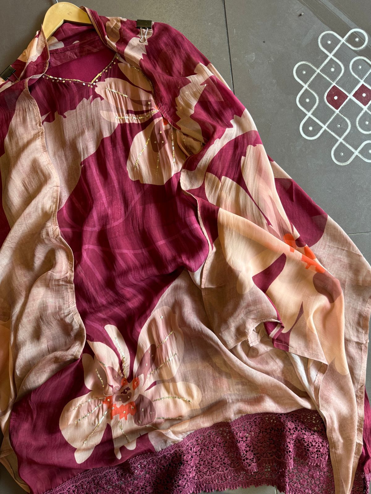 Shop our new Digital printed suit semi stitched with Beautiful Flowery print (With sequence detailings)