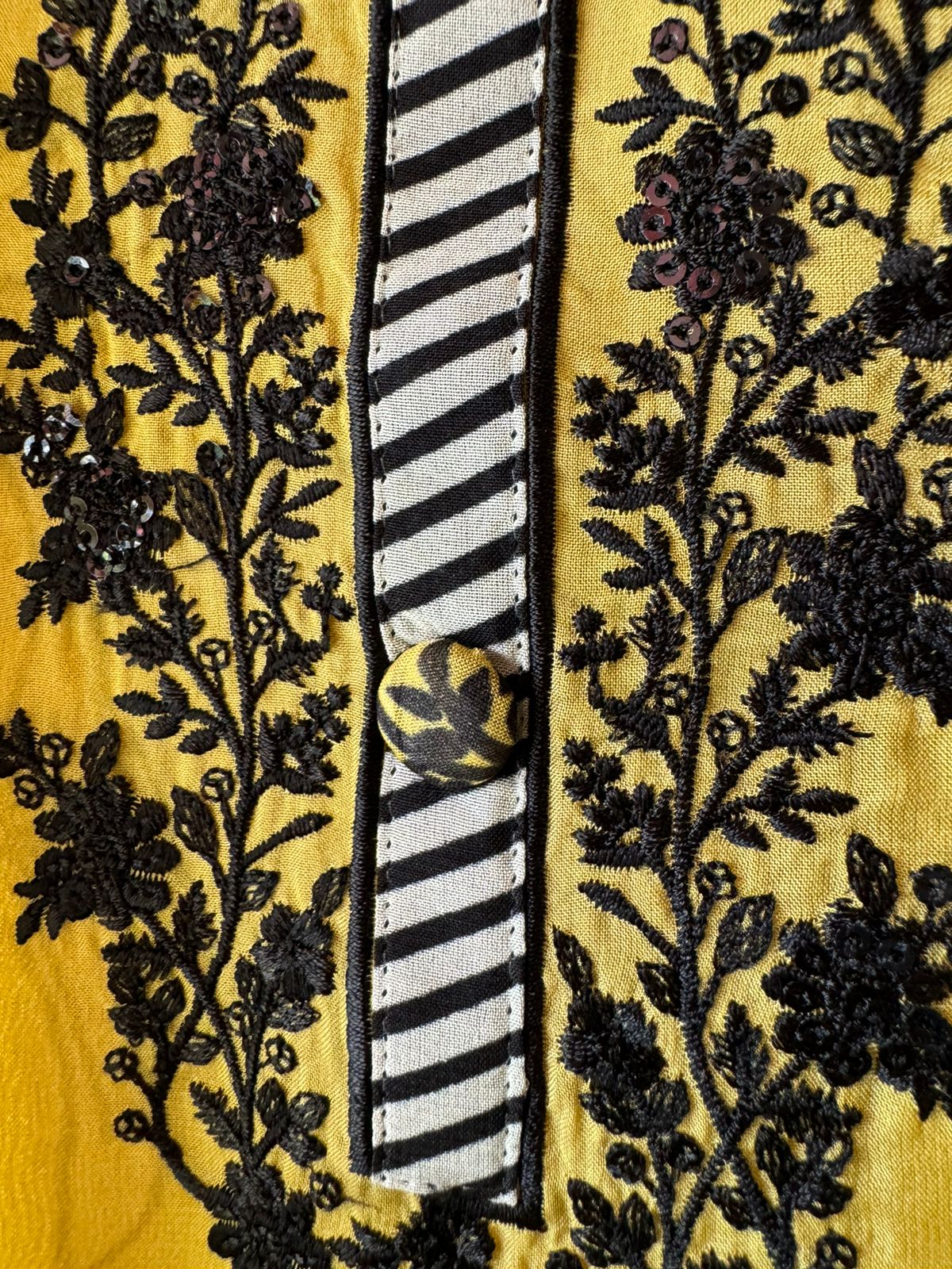 Organza Digital printed Unstitched Shirt with thread embroidered neckline with sequence work on it