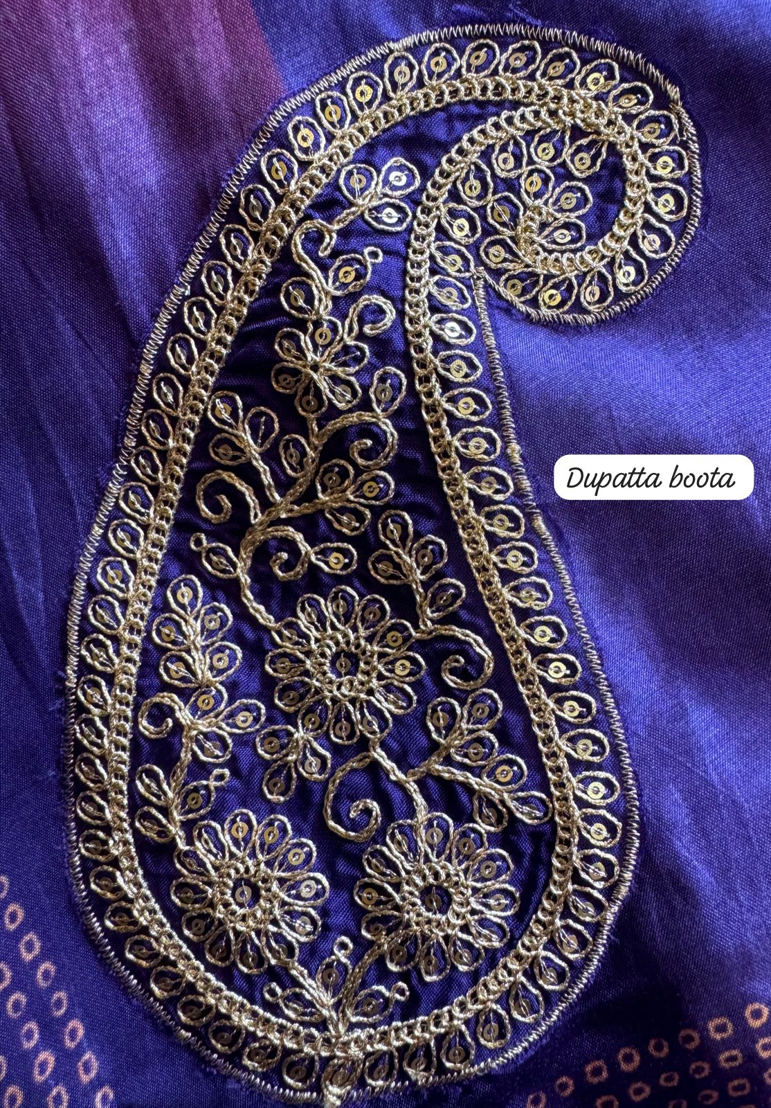 Beautiful Piece on Pure silk with heavily embroidered Neckline (Made with gold zari and dori)