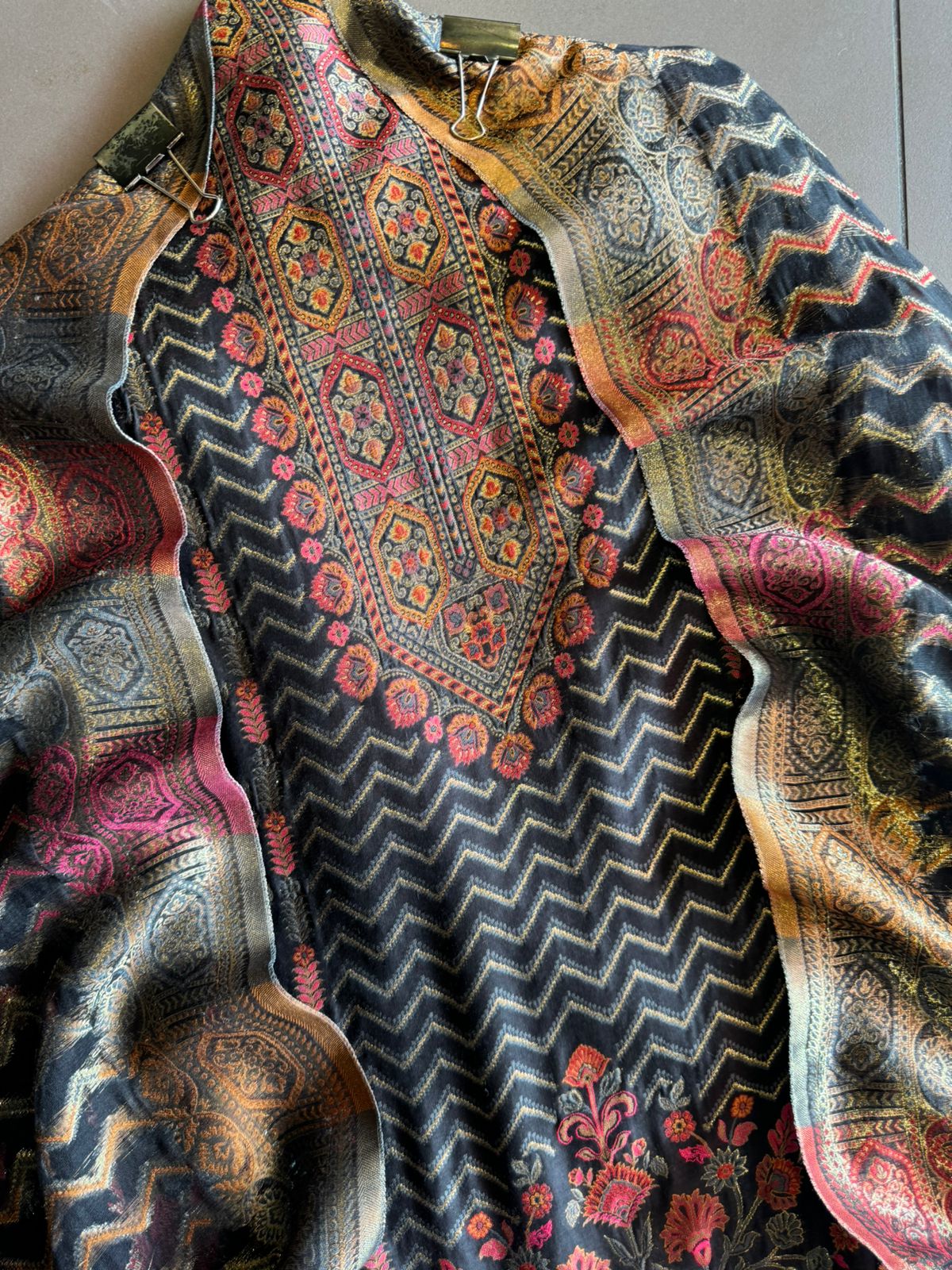 Pure jamdaani cotton Silk Suit pieces with beautiful Thread weavings all over the shirt front and back