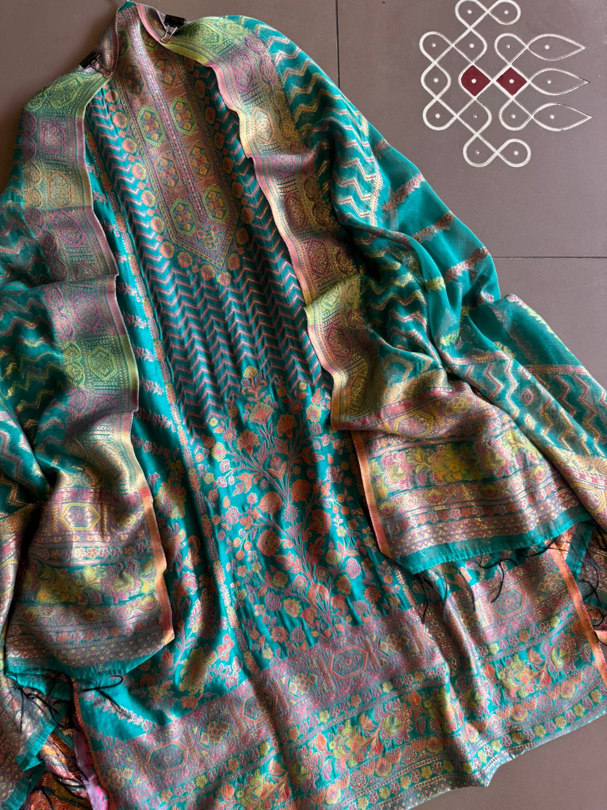 Pure jamdaani cotton Silk Suit pieces with beautiful Thread weavings all over the shirt front and back