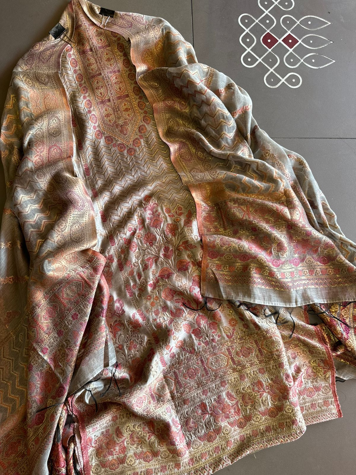 Pure jamdaani cotton Silk Suit pieces with beautiful Thread weavings all over the shirt front and back