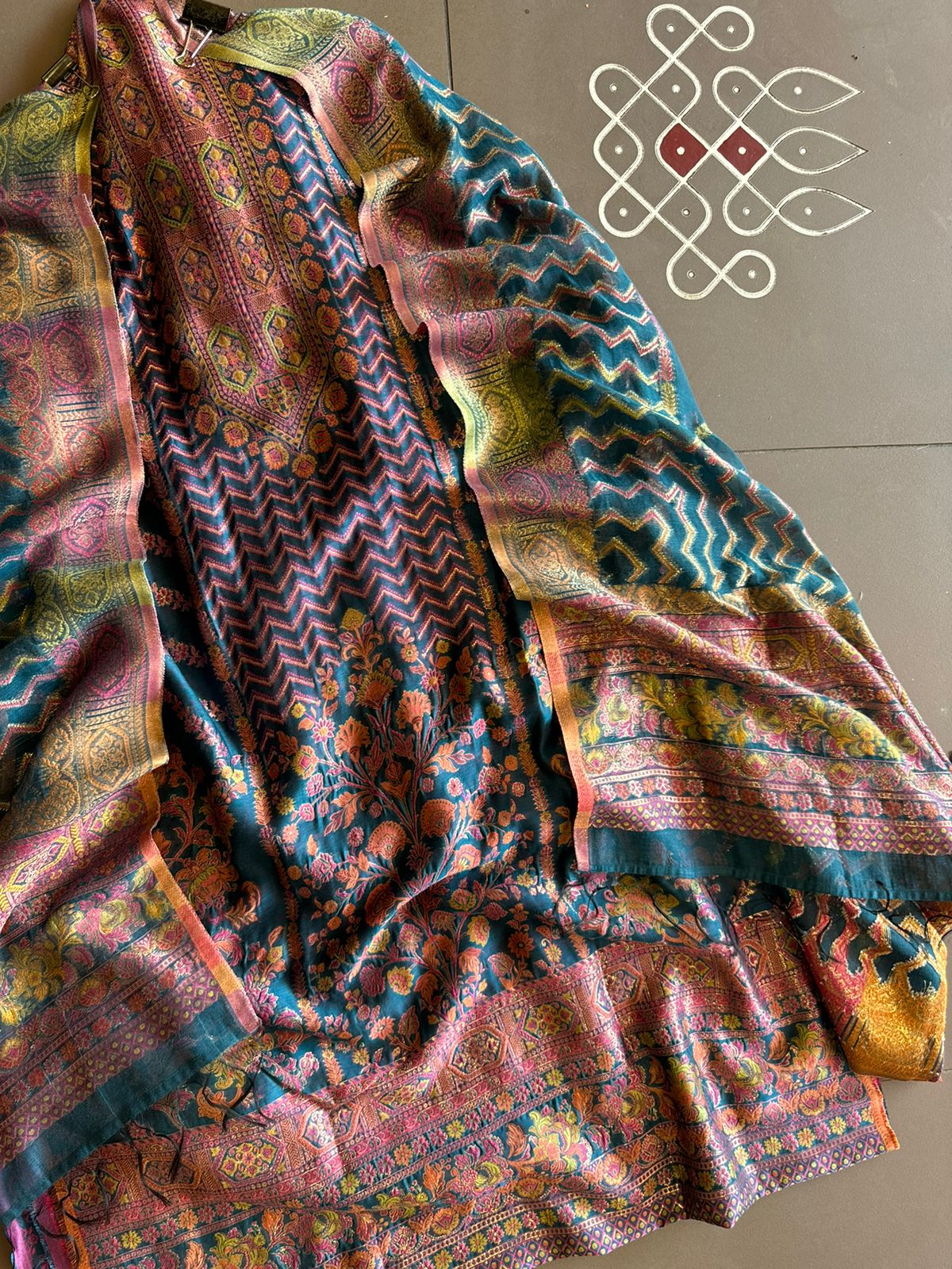 Pure jamdaani cotton Silk Suit pieces with beautiful Thread weavings all over the shirt front and back