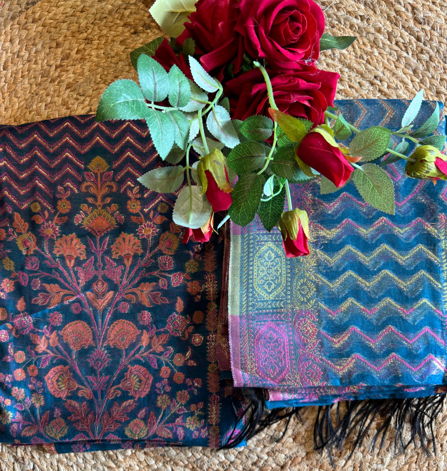 Pure jamdaani cotton Silk Suit pieces with beautiful Thread weavings all over the shirt front and back