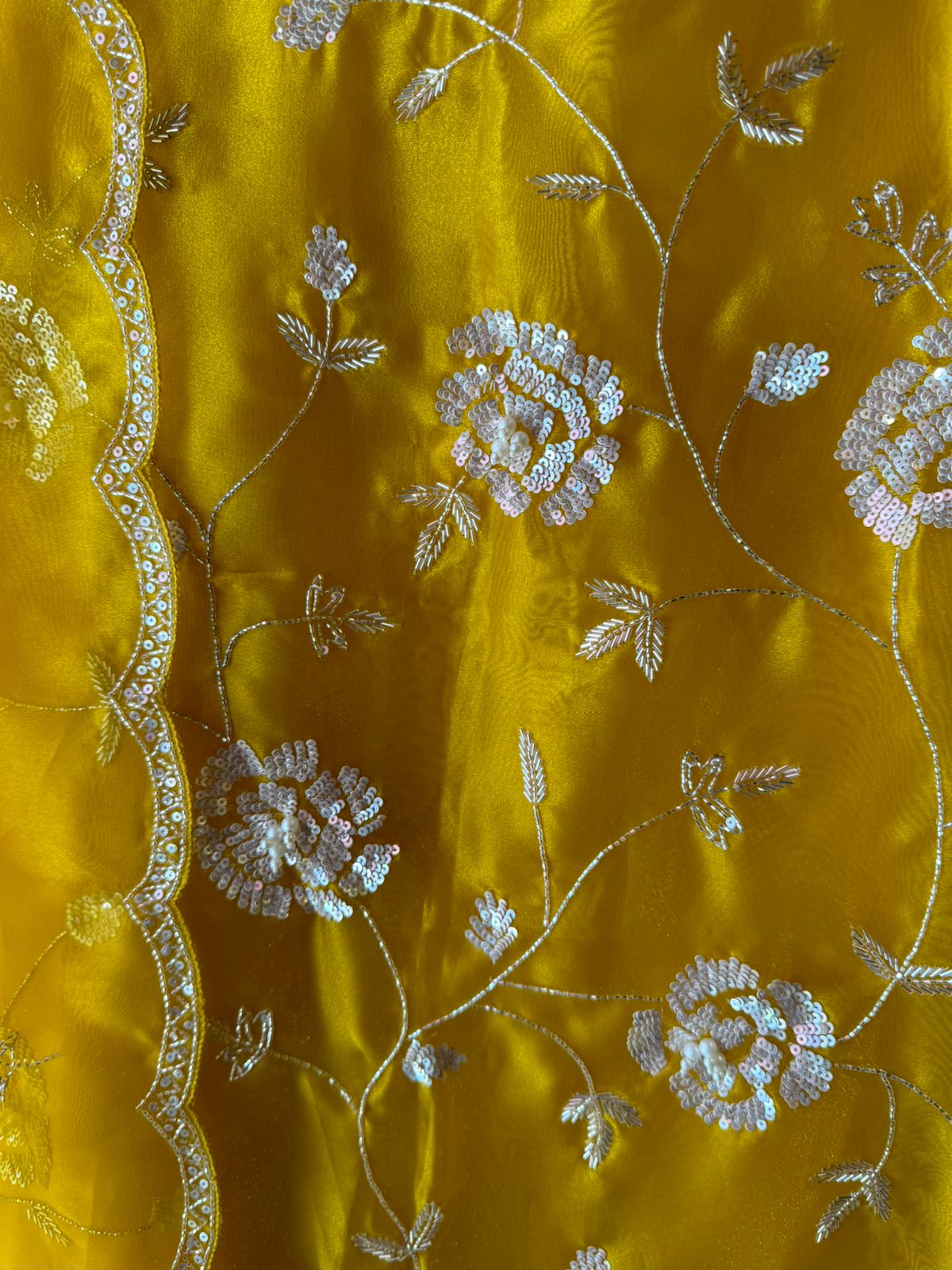 Pure Tissue Unstitched Kurta with Beautiful Embroidered jaal design