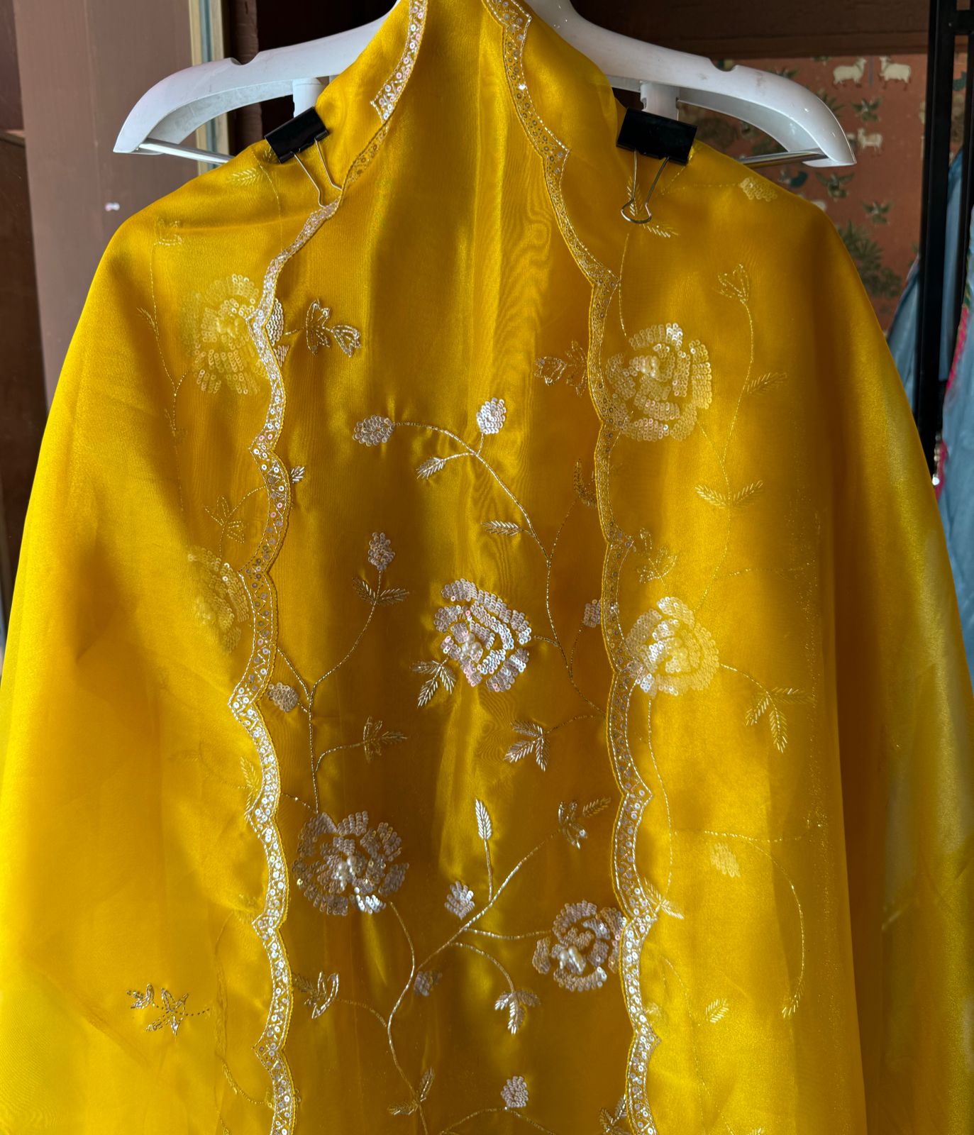 Pure Tissue Unstitched Kurta with Beautiful Embroidered jaal design