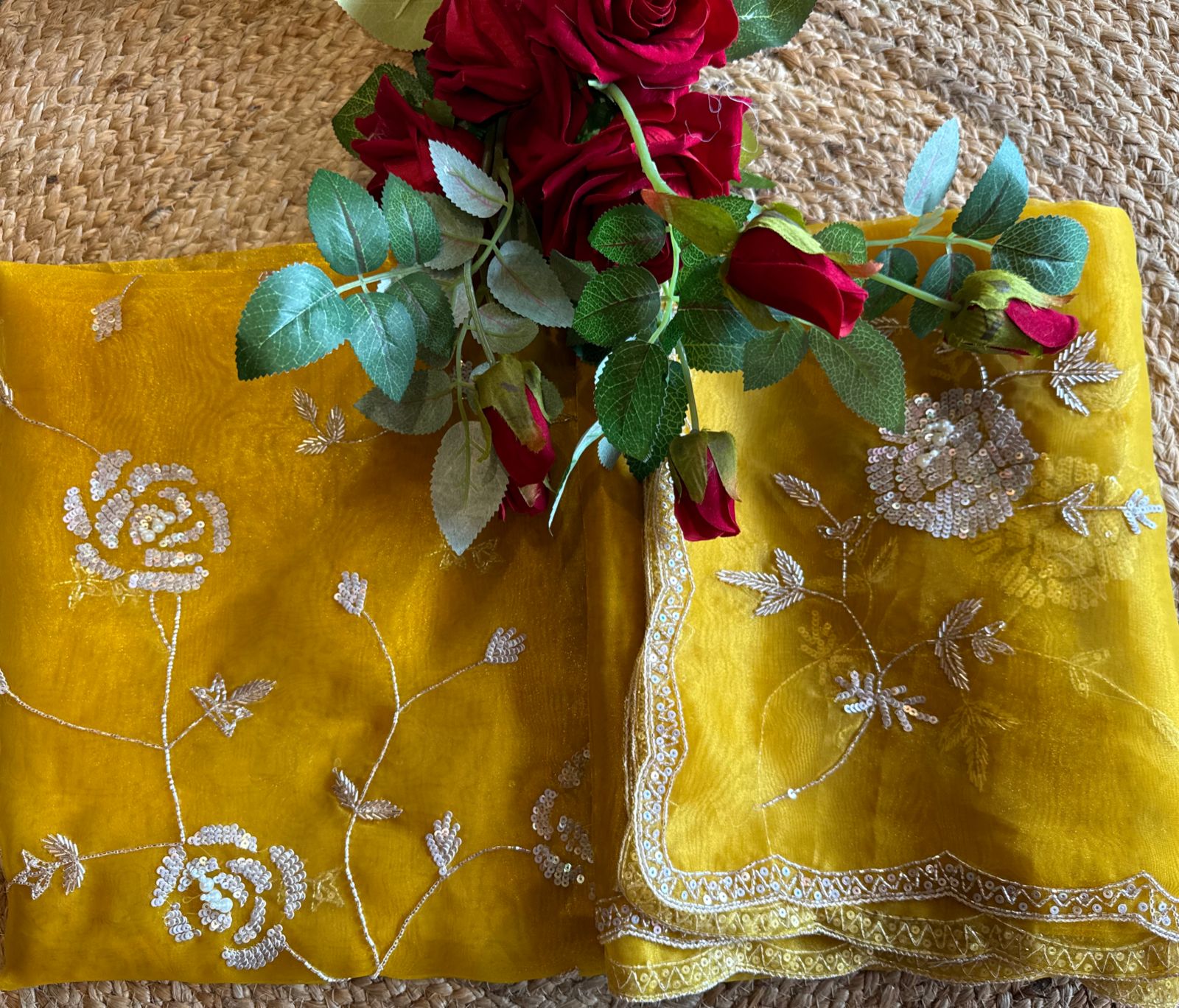 Pure Tissue Unstitched Kurta with Beautiful Embroidered jaal design