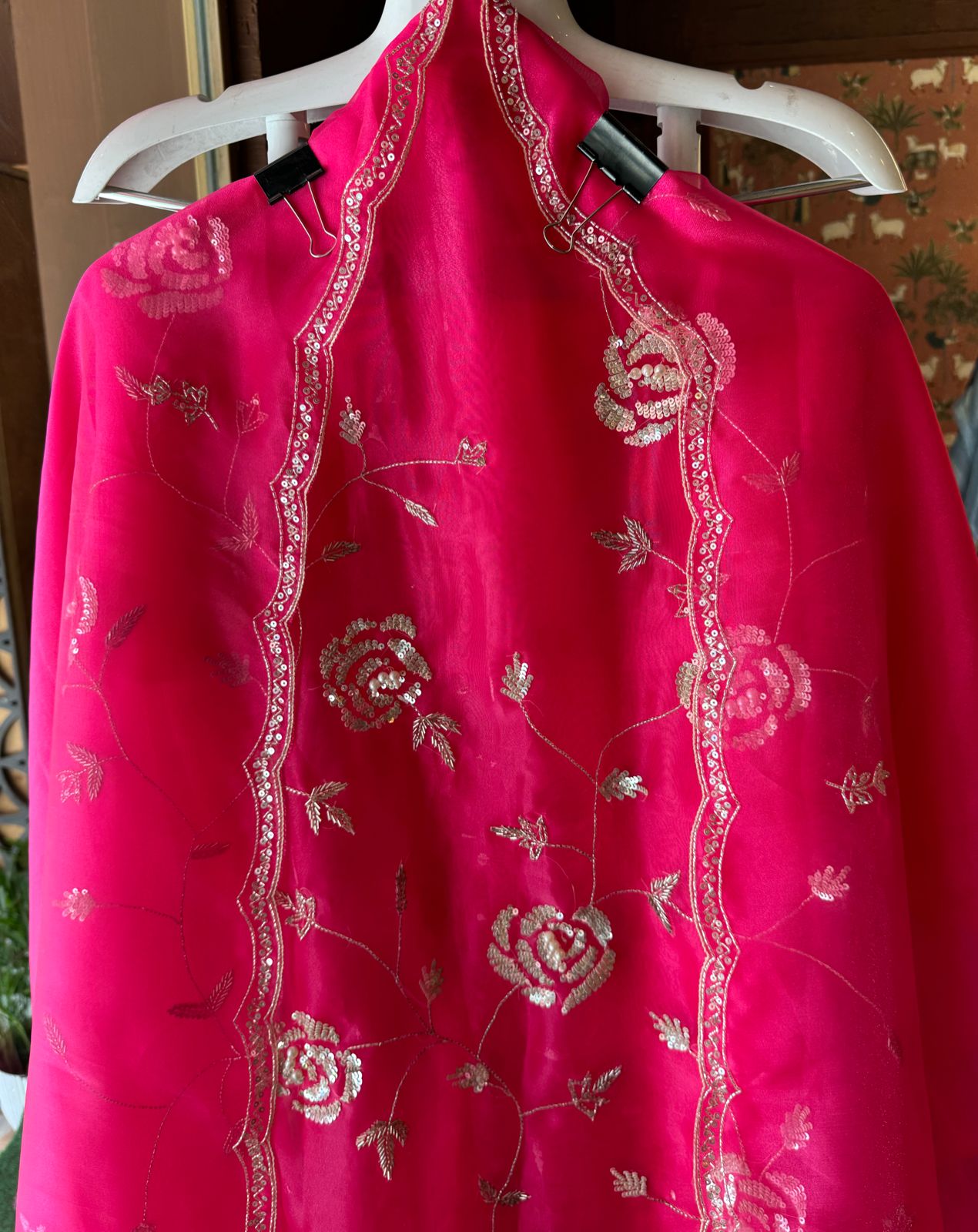 Pure Tissue Unstitched Kurta with Beautiful Embroidered jaal design