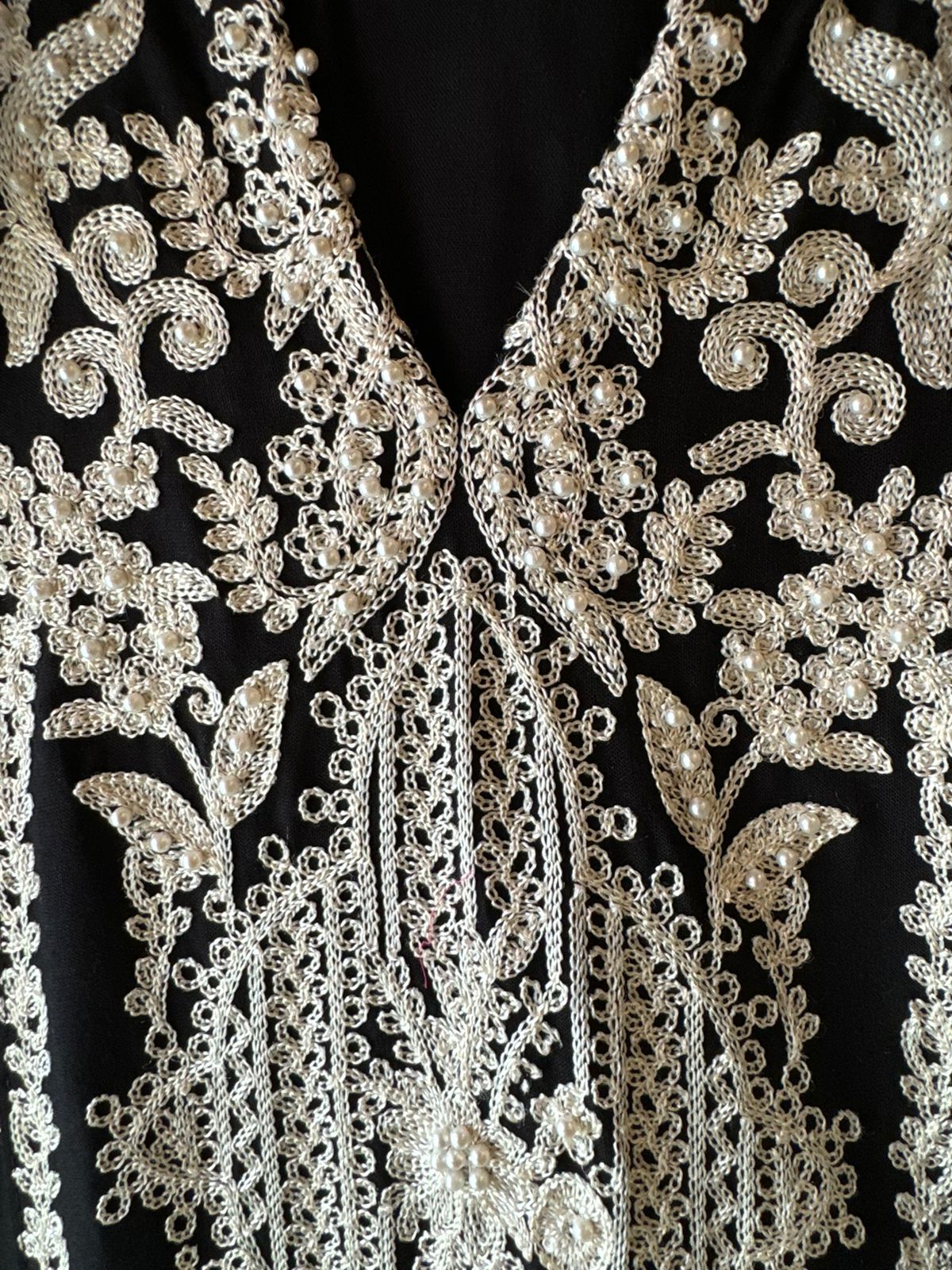 Soft cotton Thread embroidered Shirt front With beads detailings on the shirt