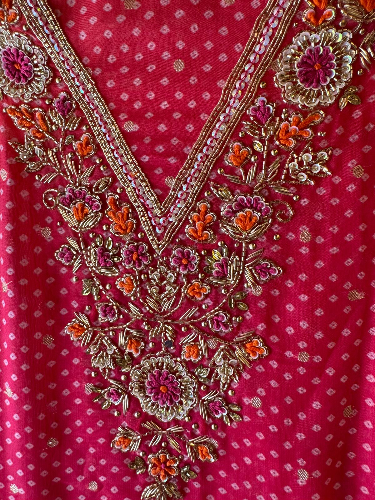 Organza Unstitched Kurta ombre shaded, with Banarsi booties overall the shirt front & back