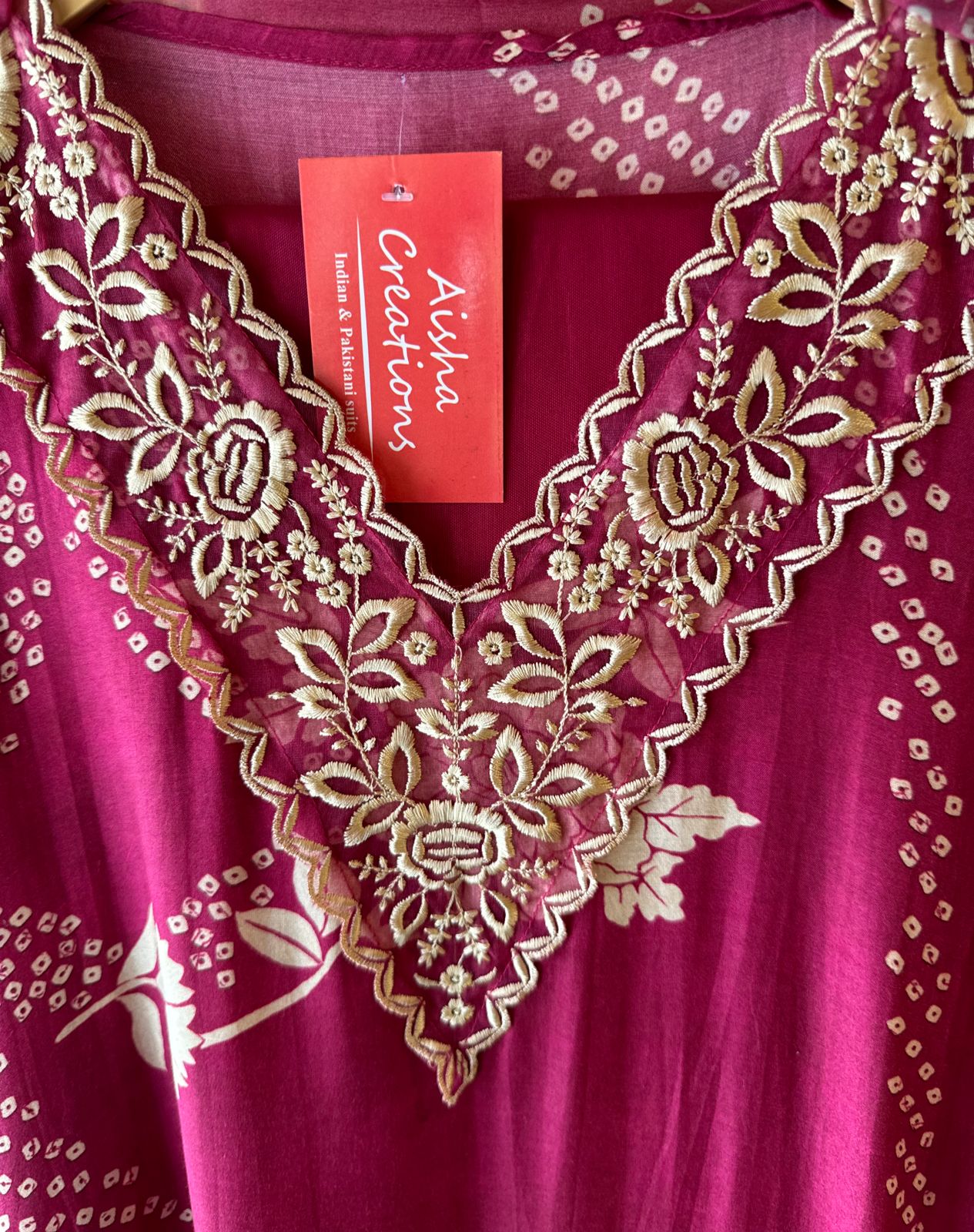 New digital printed Unstitched kurta with thread work on the neckline (V neckline)