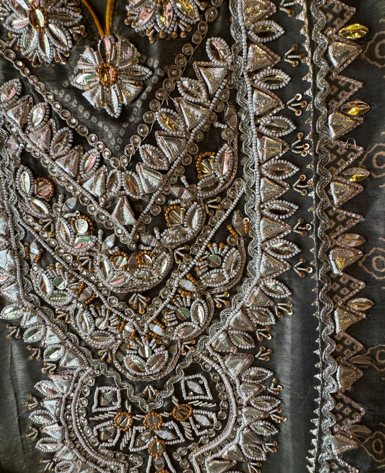 Pure Shimmer tissue Bandhani  printed shirt (Front and back)