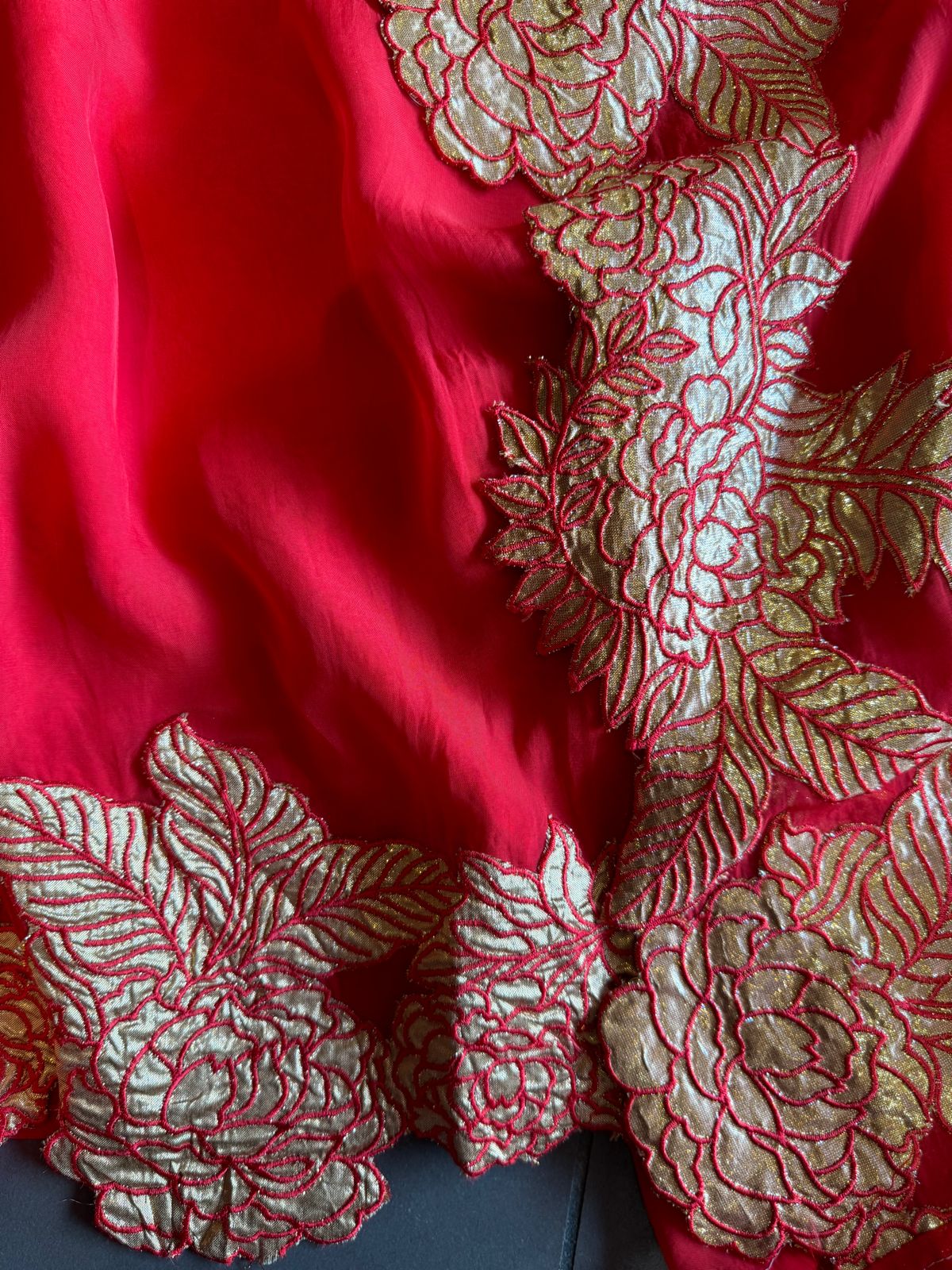 Soft organza Unstitched Shirt with Potli button detailings on the neck Patti , the shirt is full in sleeves