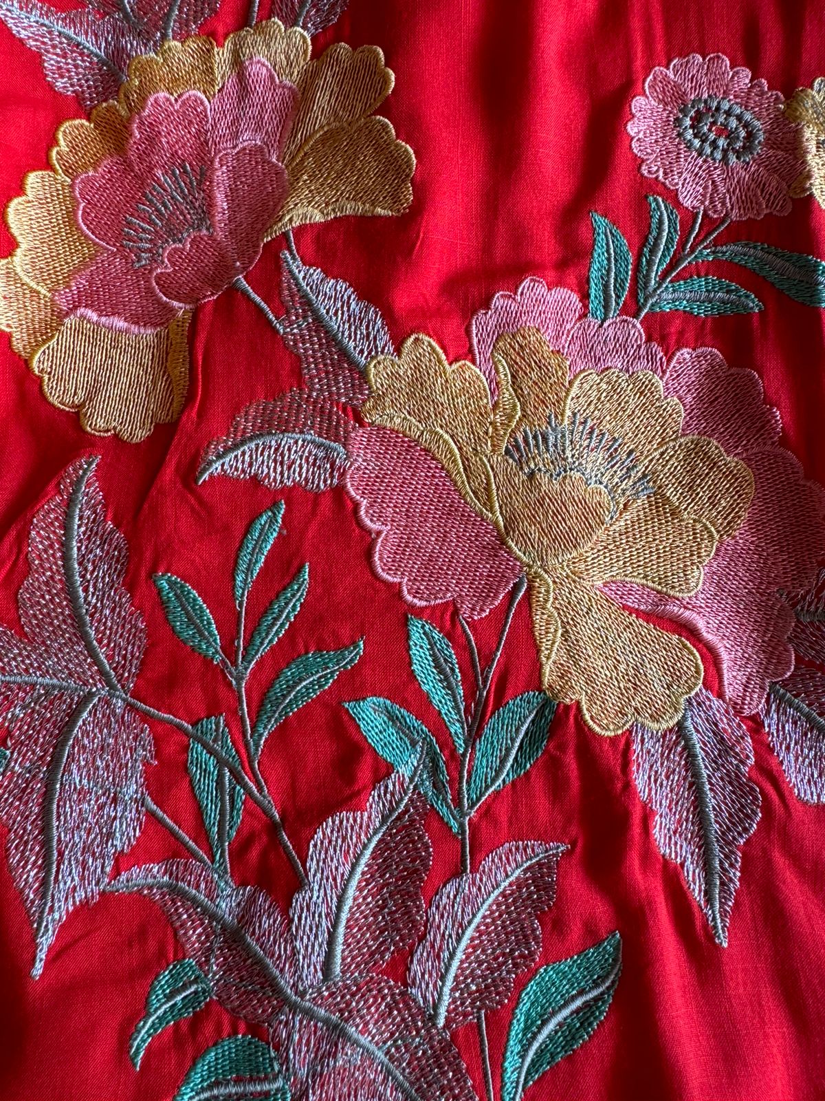 Soft cotton Unstitched suits with floral thread embroidered concept.