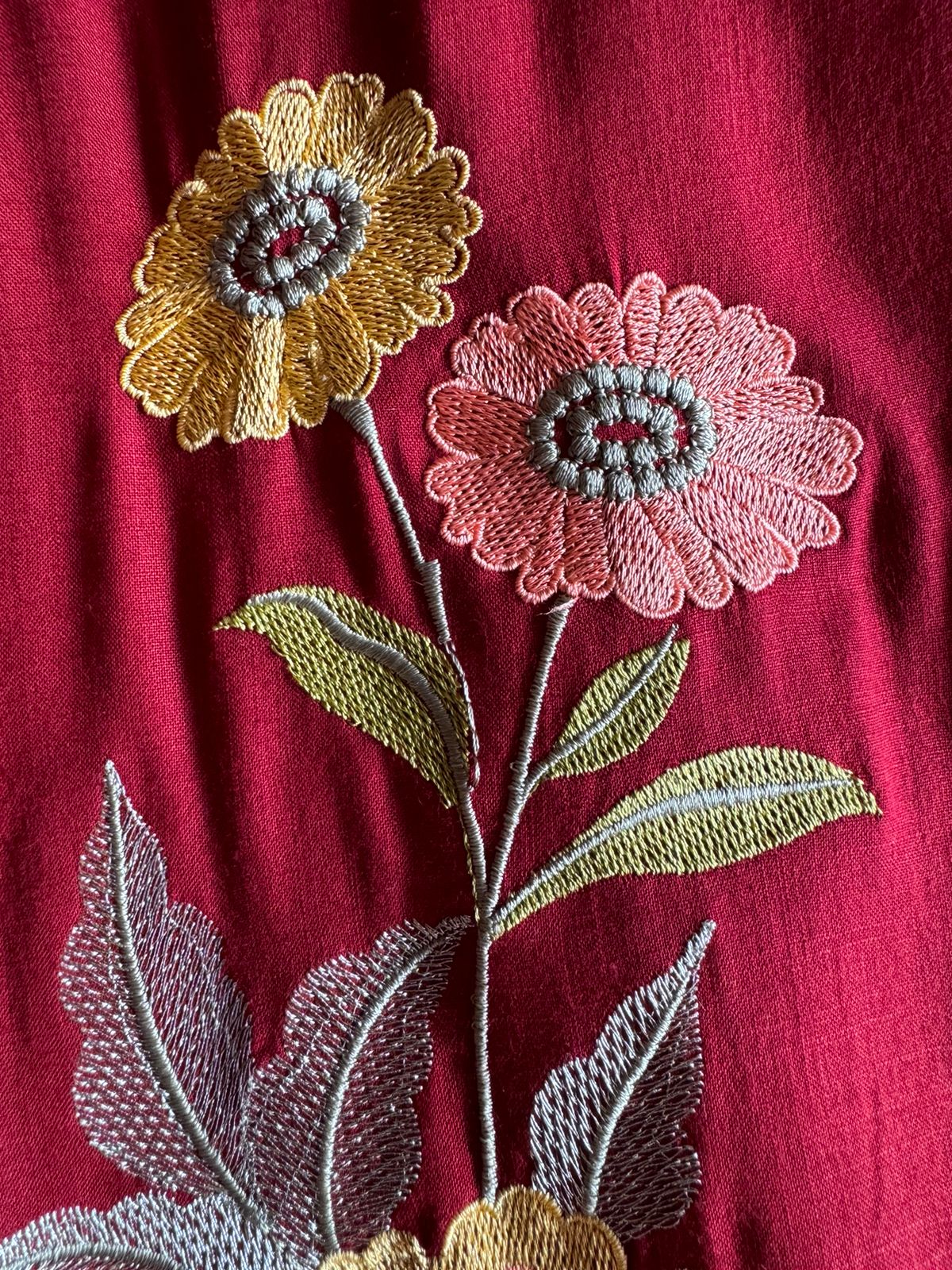 Soft cotton Unstitched suits with floral thread embroidered concept.