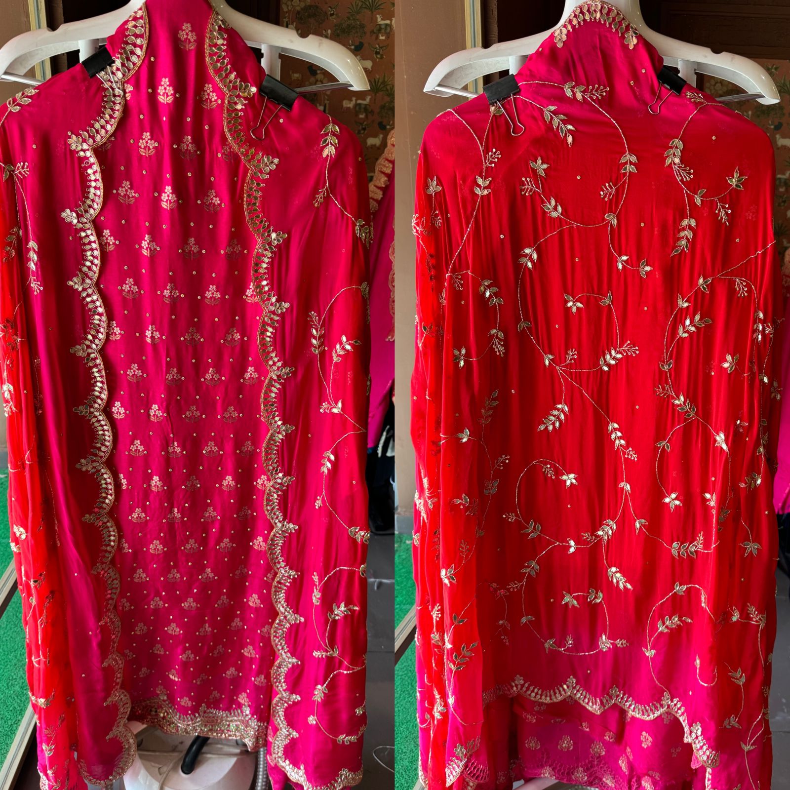 Pure banarsi Silk Shirt with booties overall The shirt front with Swarovski highlighting