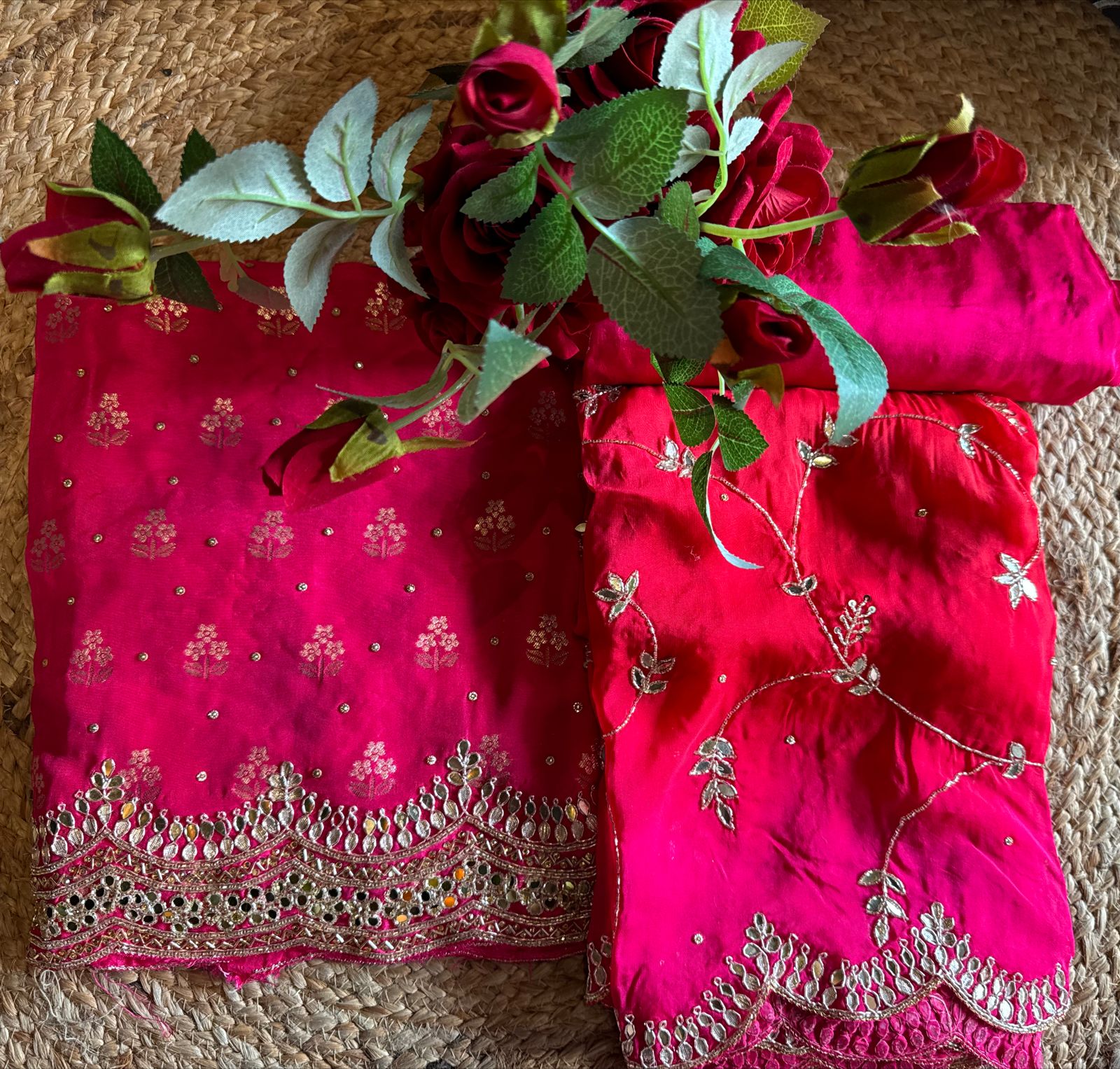 Pure banarsi Silk Shirt with booties overall The shirt front with Swarovski highlighting