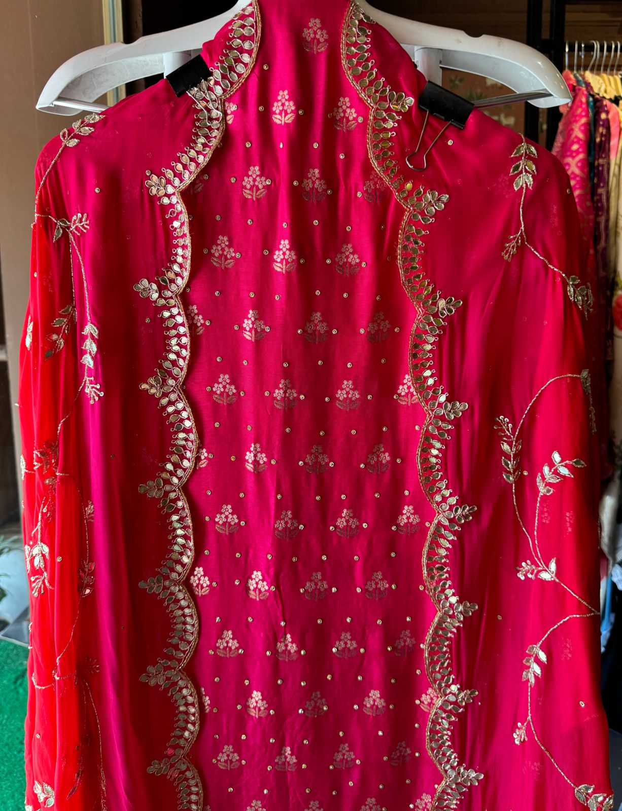 Pure banarsi Silk Shirt with booties overall The shirt front with Swarovski highlighting