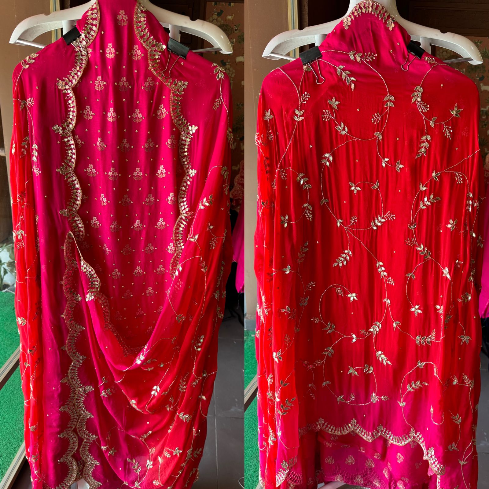 Pure banarsi Silk Shirt with booties overall The shirt front with Swarovski highlighting