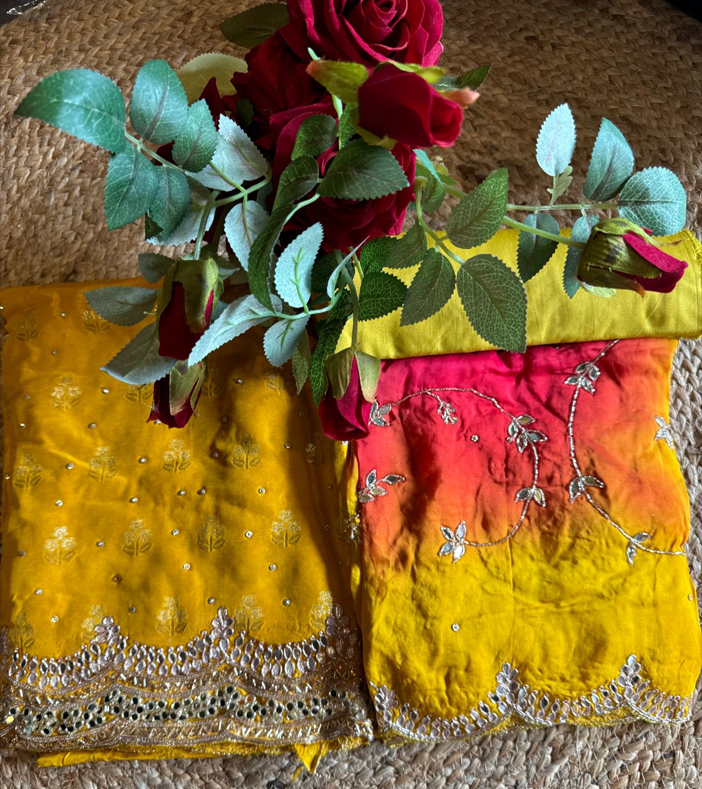 Pure banarsi Silk Shirt with booties overall The shirt front with Swarovski highlighting