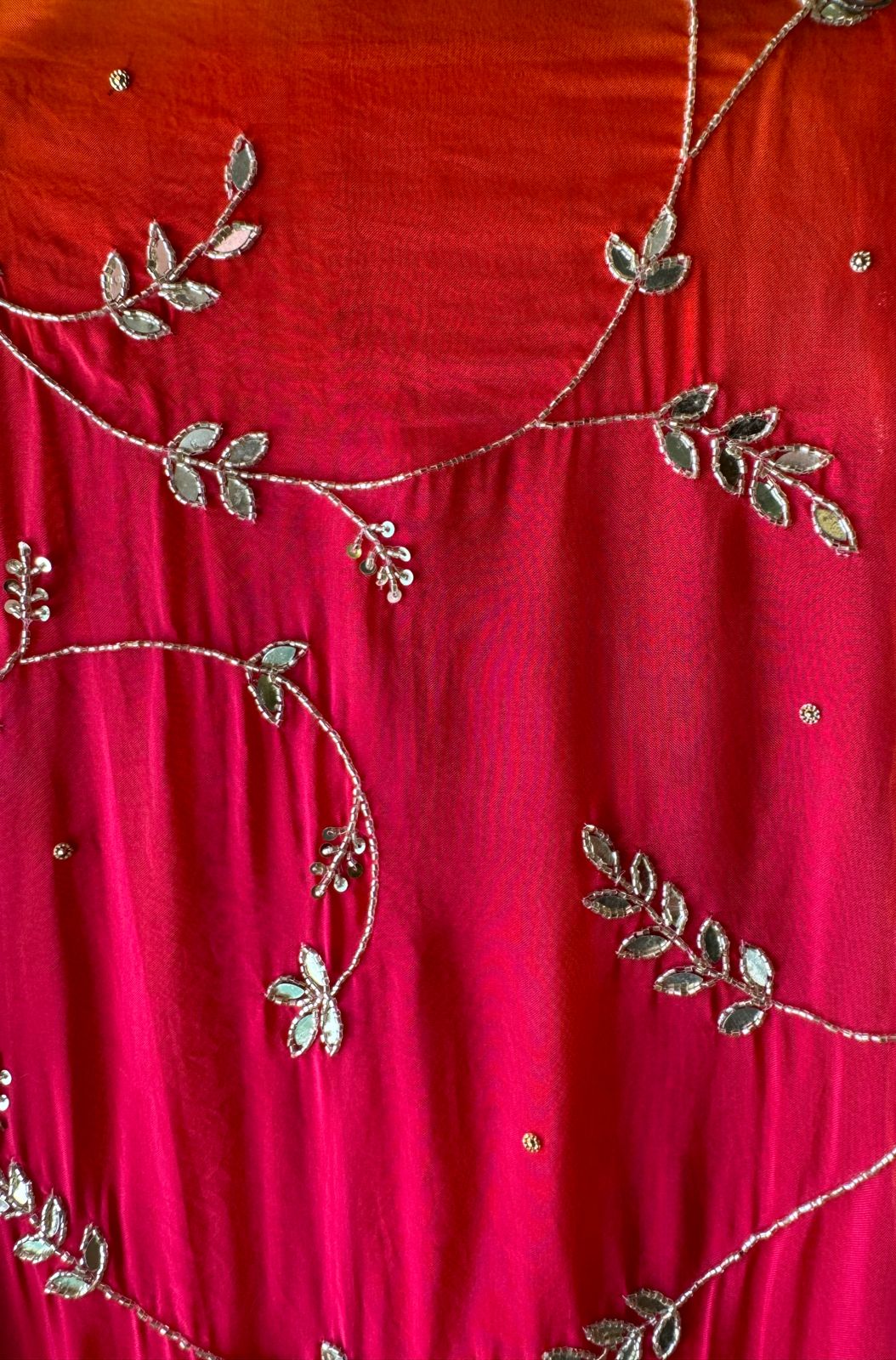 Pure banarsi Silk Shirt with booties overall The shirt front with Swarovski highlighting