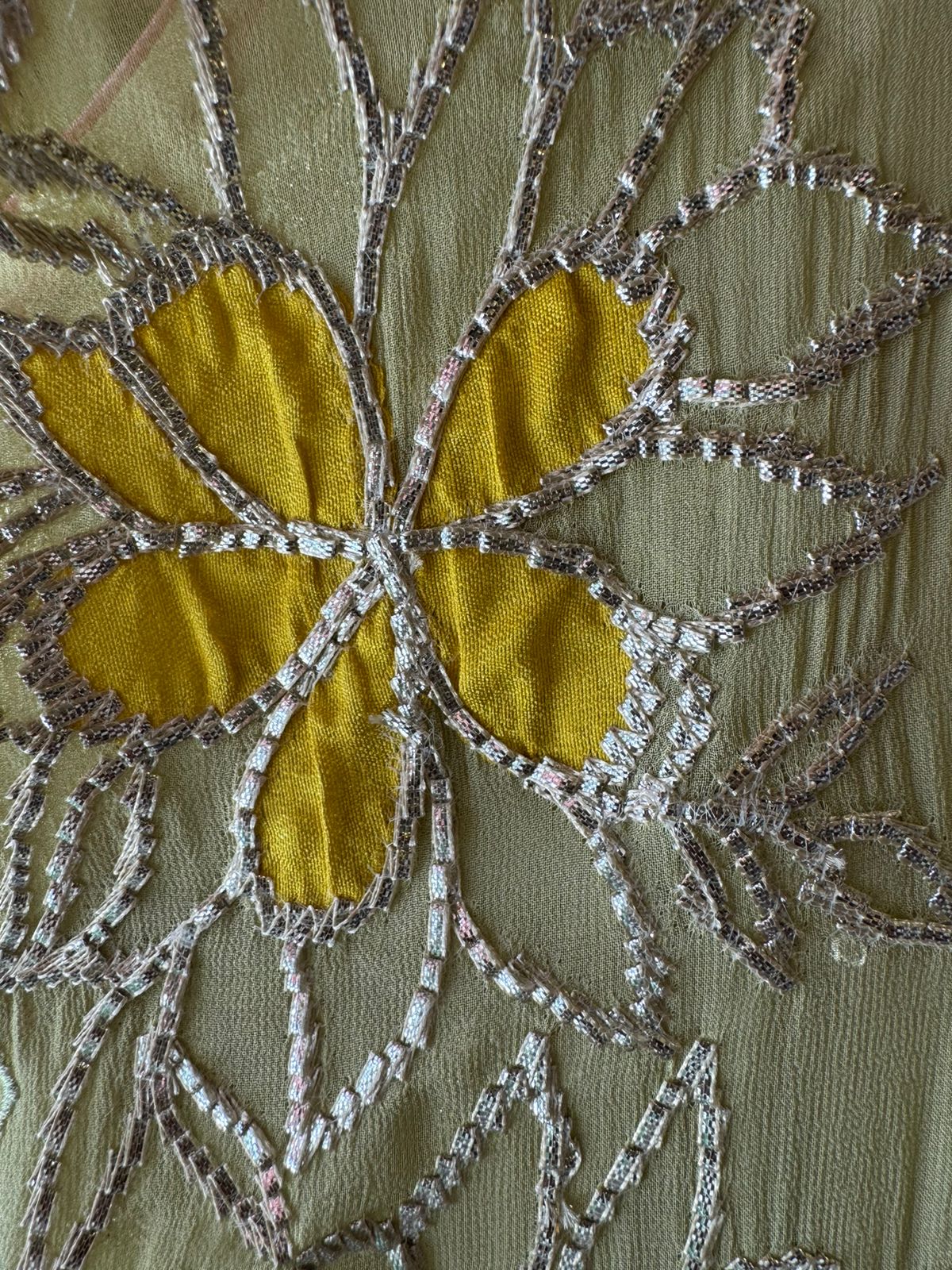 Pure Georgette Shirt with heavily embroidered booties