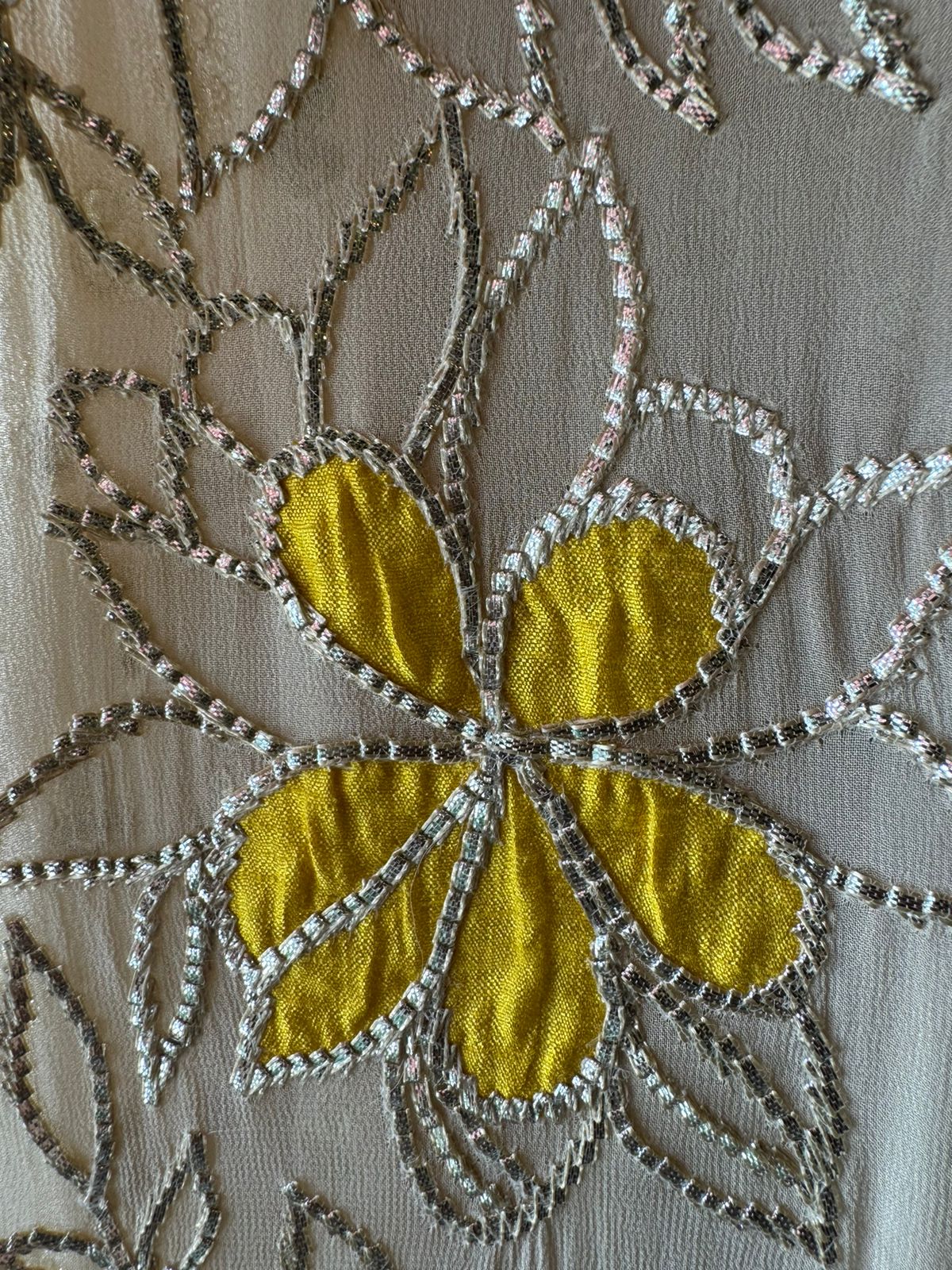 Pure Georgette Shirt with heavily embroidered booties