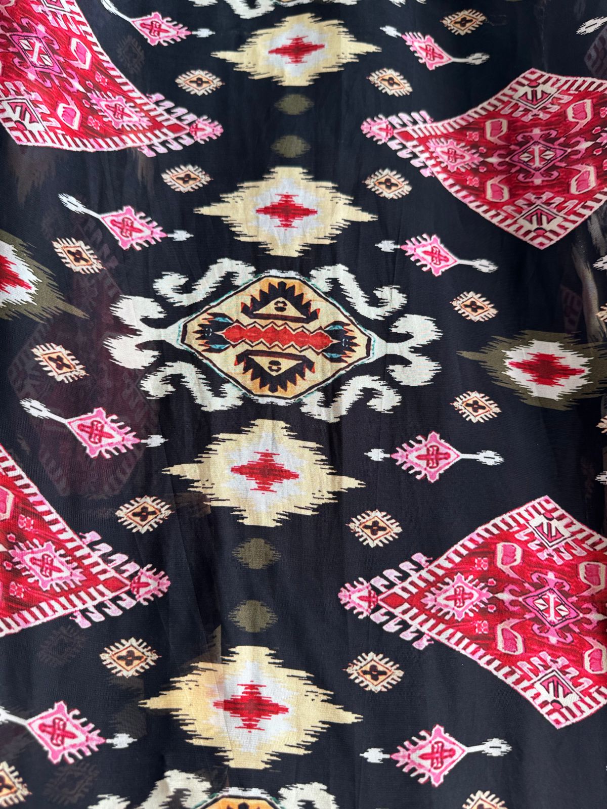 Digital Ikkat printed unstitched suit concept with thread work