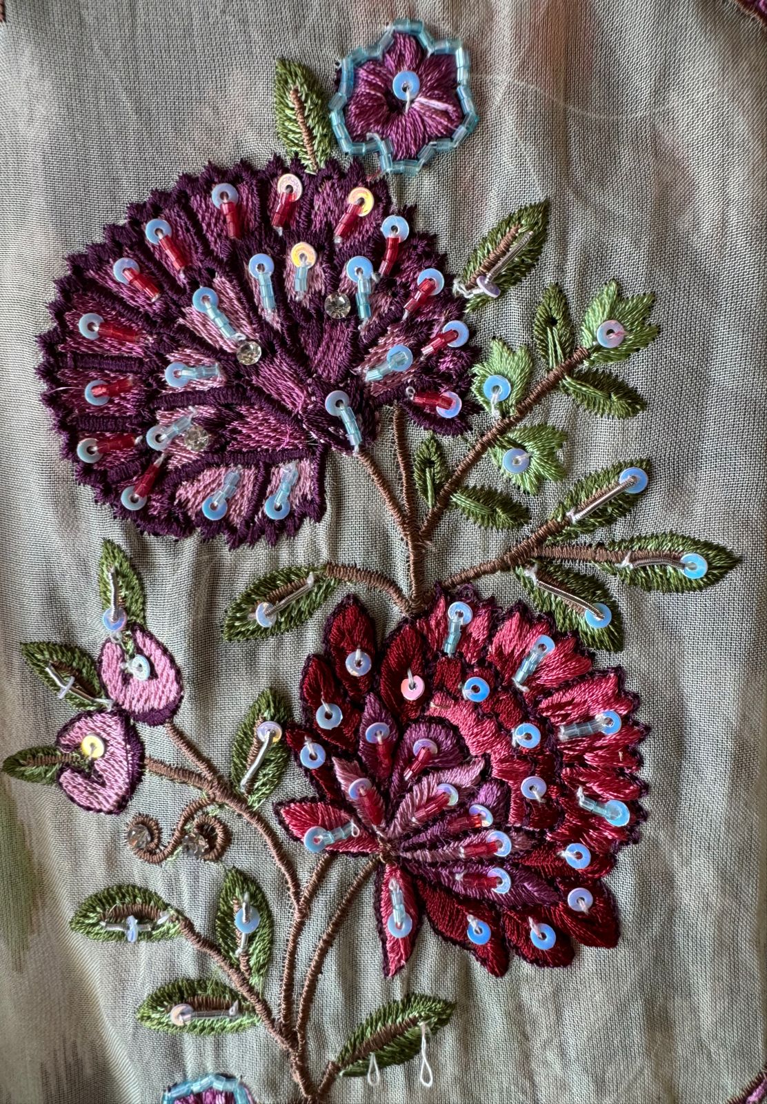 Digital Ikkat printed unstitched suit concept with thread work