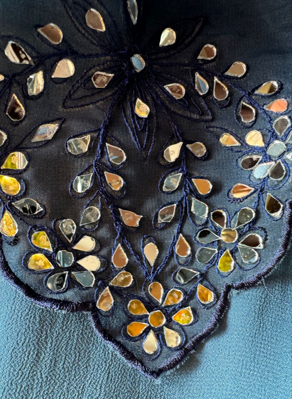 Ombre shaded Pure Georgette shirt with Gorgeous Cutwork done