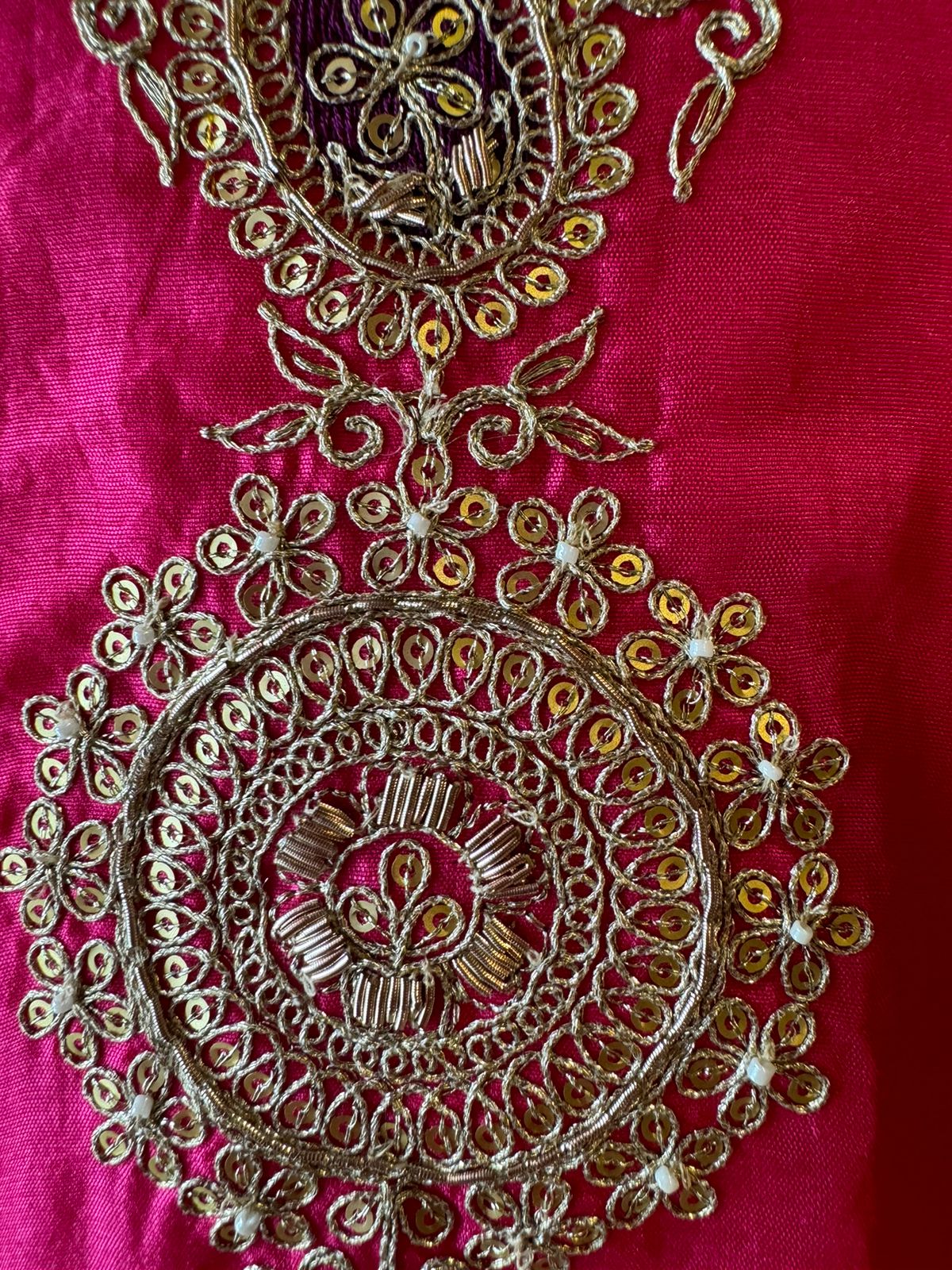 Pure Russian silk unstitched shirt with beautiful Dabka